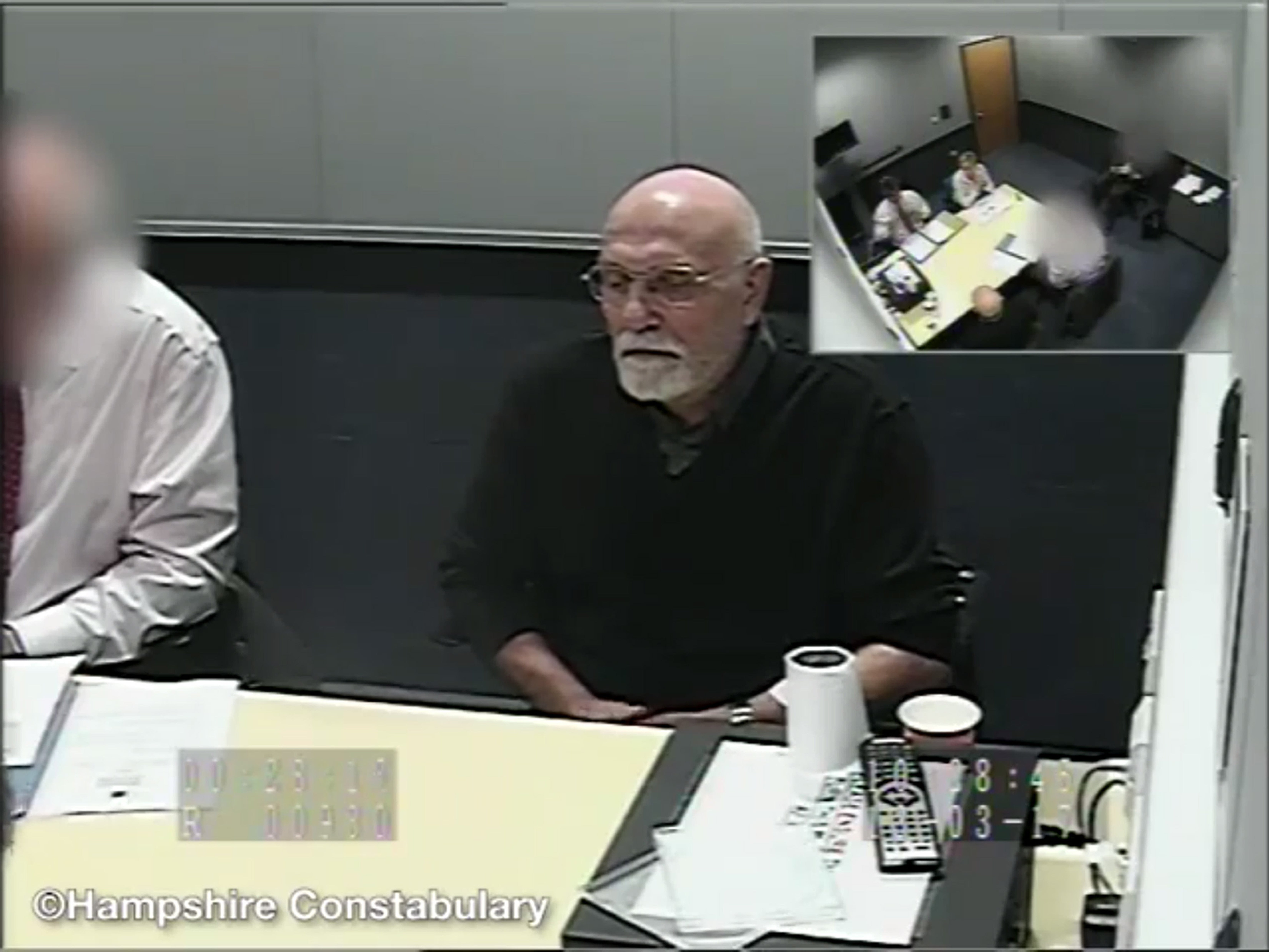 Bob Higgins, pictured during a police interview, was sentenced to 24 years in prison in 2019 for abusing schoolboy footballers (Handout from Hampshire Constabulary/PA)