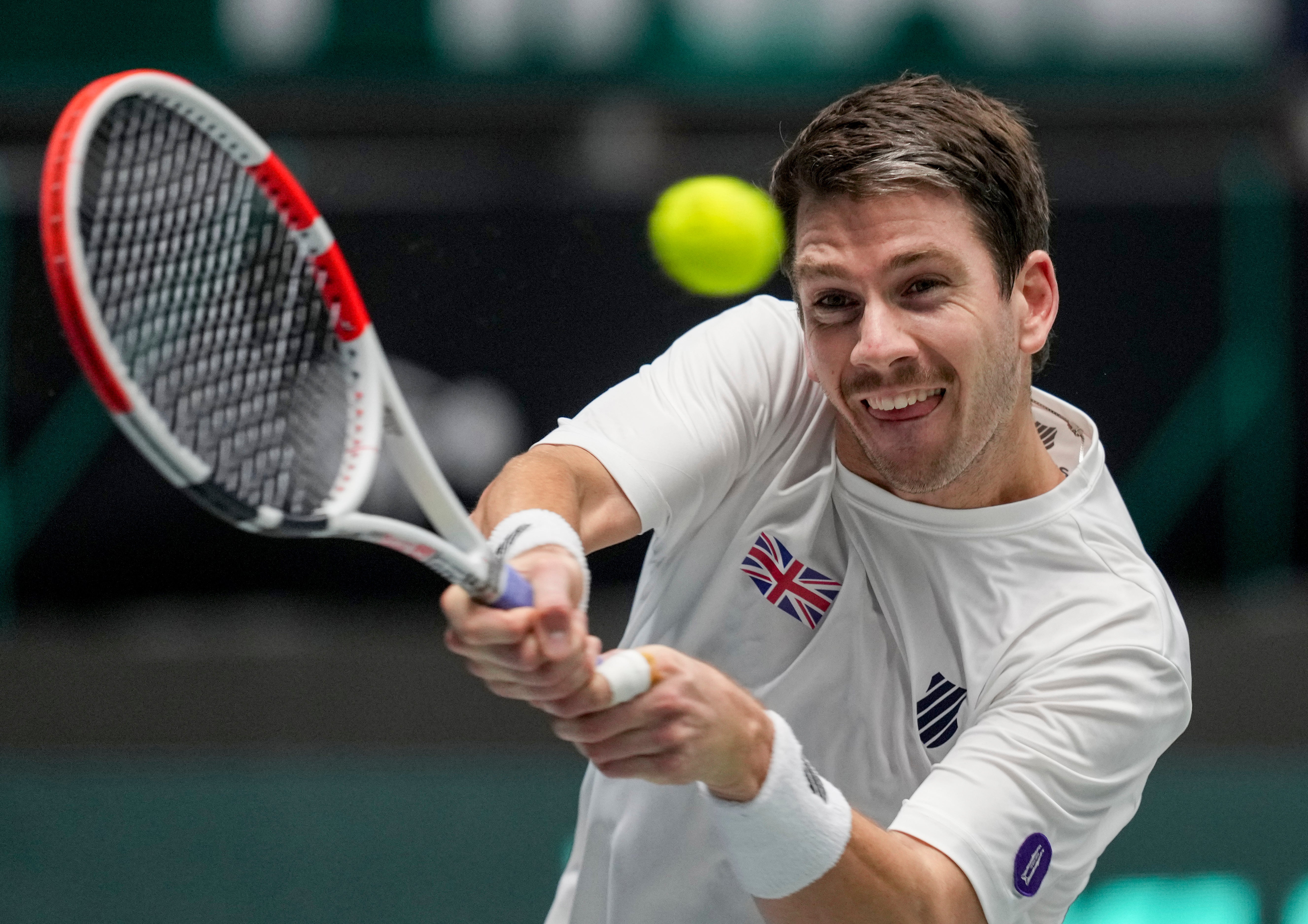 Norrie hits a forehand against Rinderknech