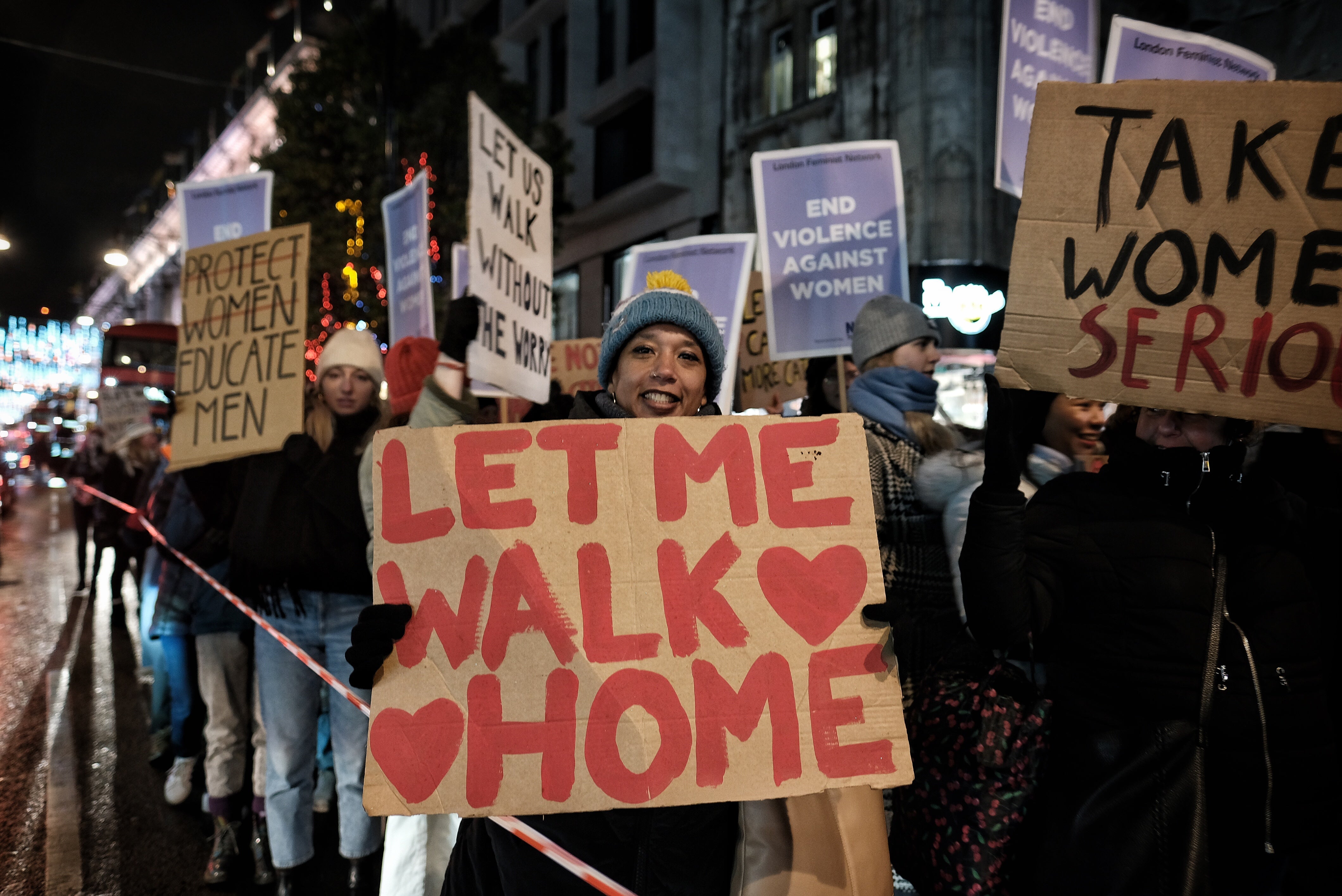 A reclaim the Night protester in London