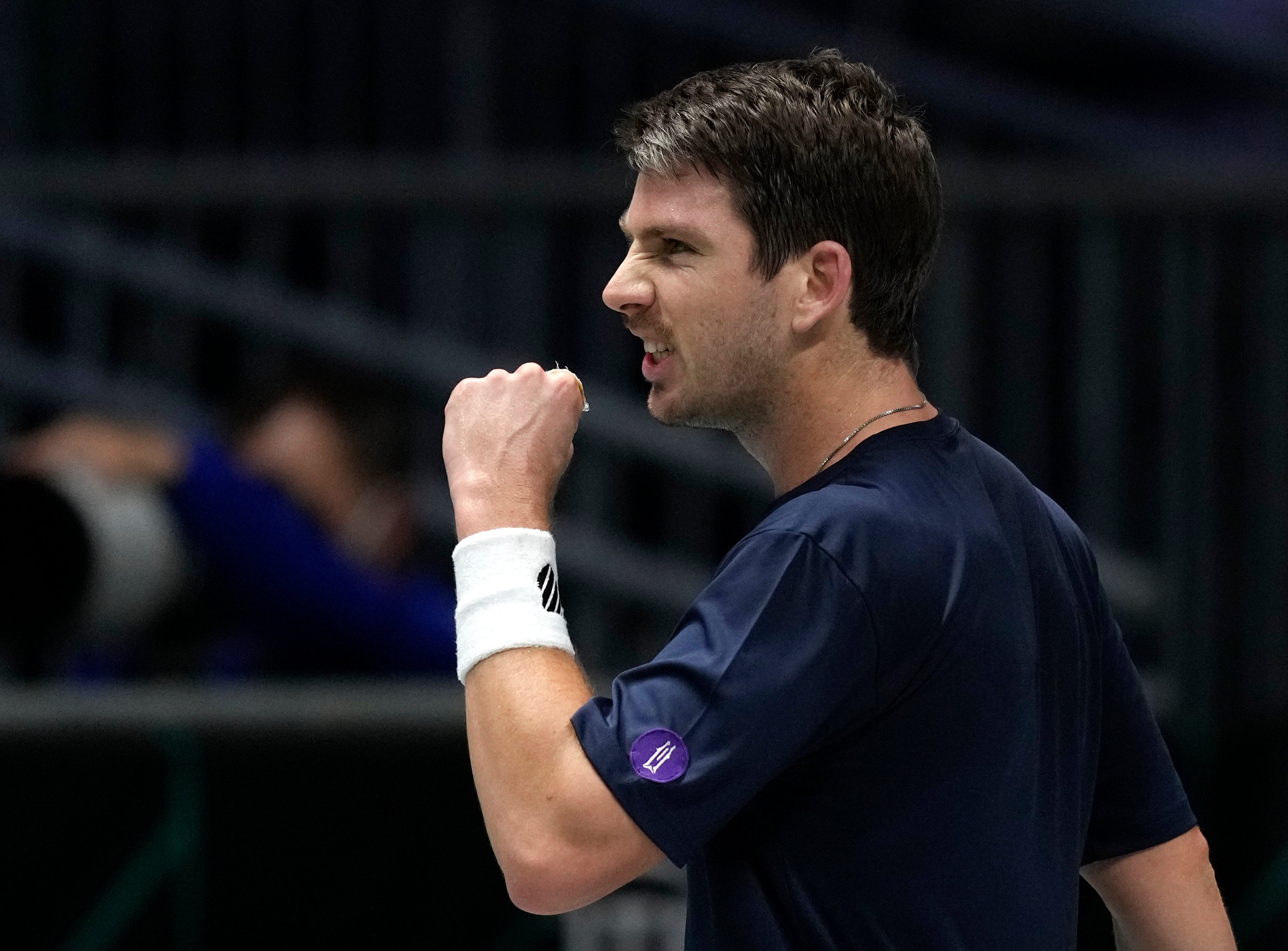 Cameron Norrie celebrates after beating Czech Republic’s Jiri Lehecka (Michael Probst/AP)