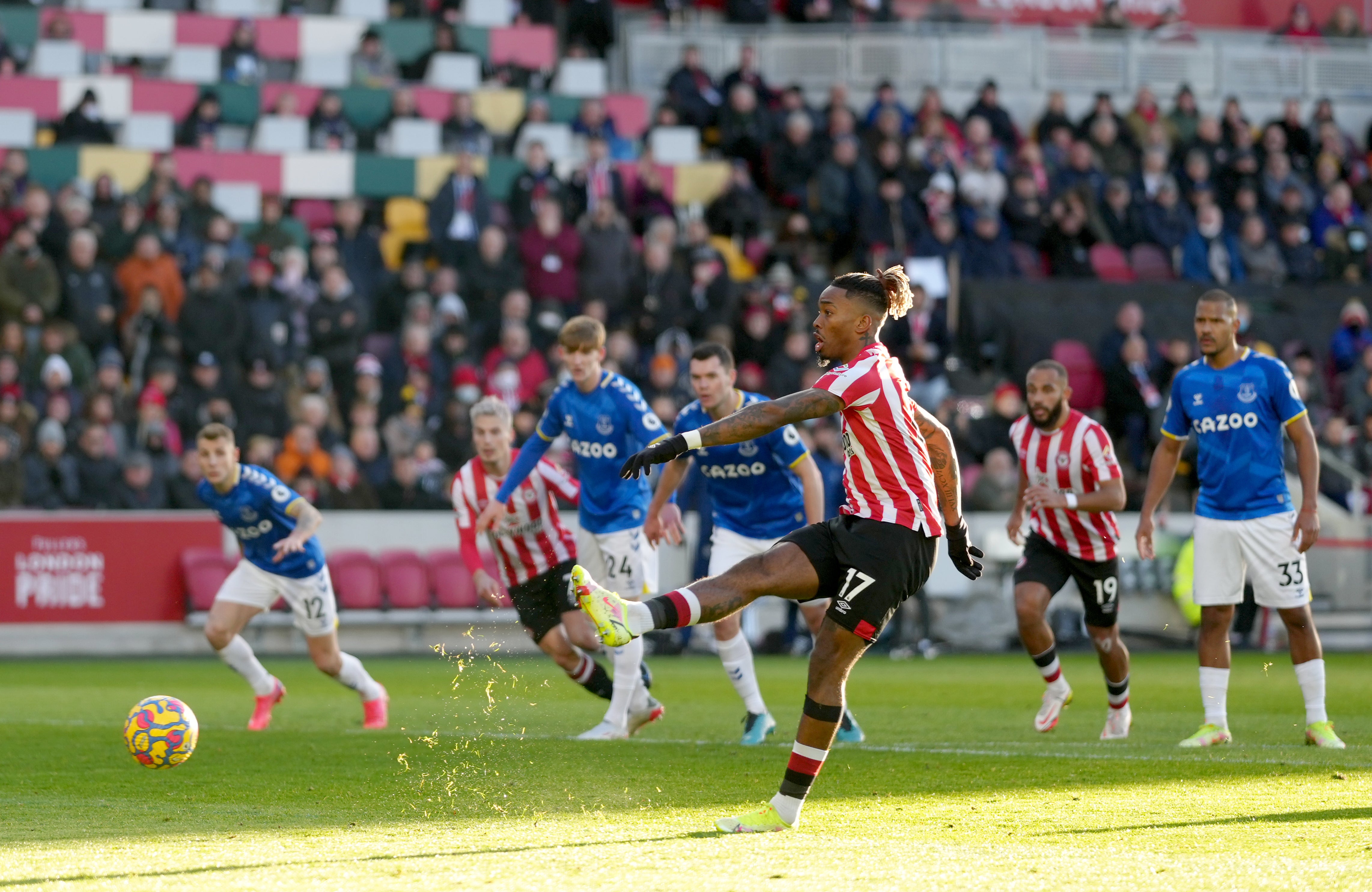 Ivan Toney scores the winner for Brentford against Everton (John Walton/PA)