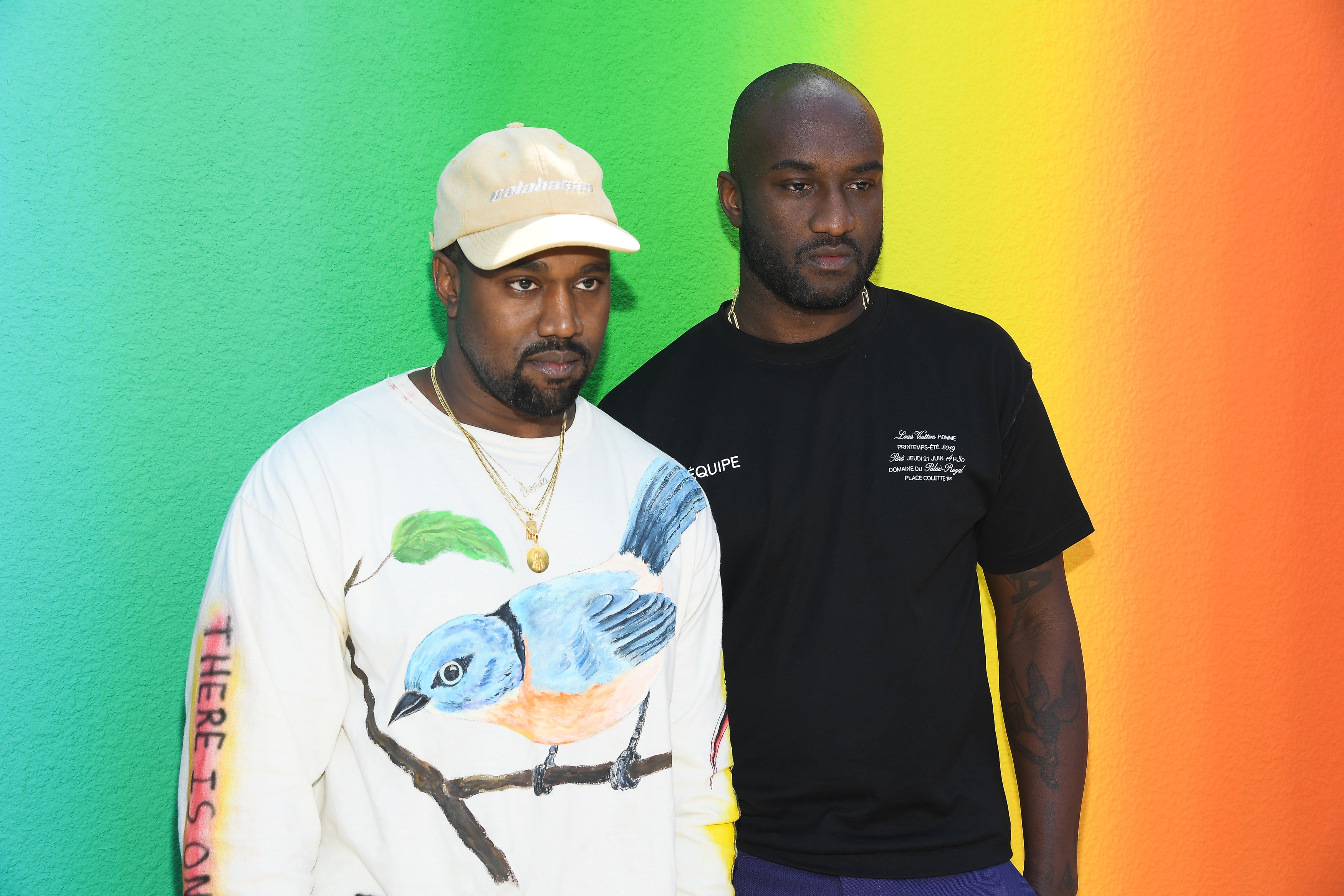 Virgil Abloh (right) with Kanye West at Paris Fashion Week 2019