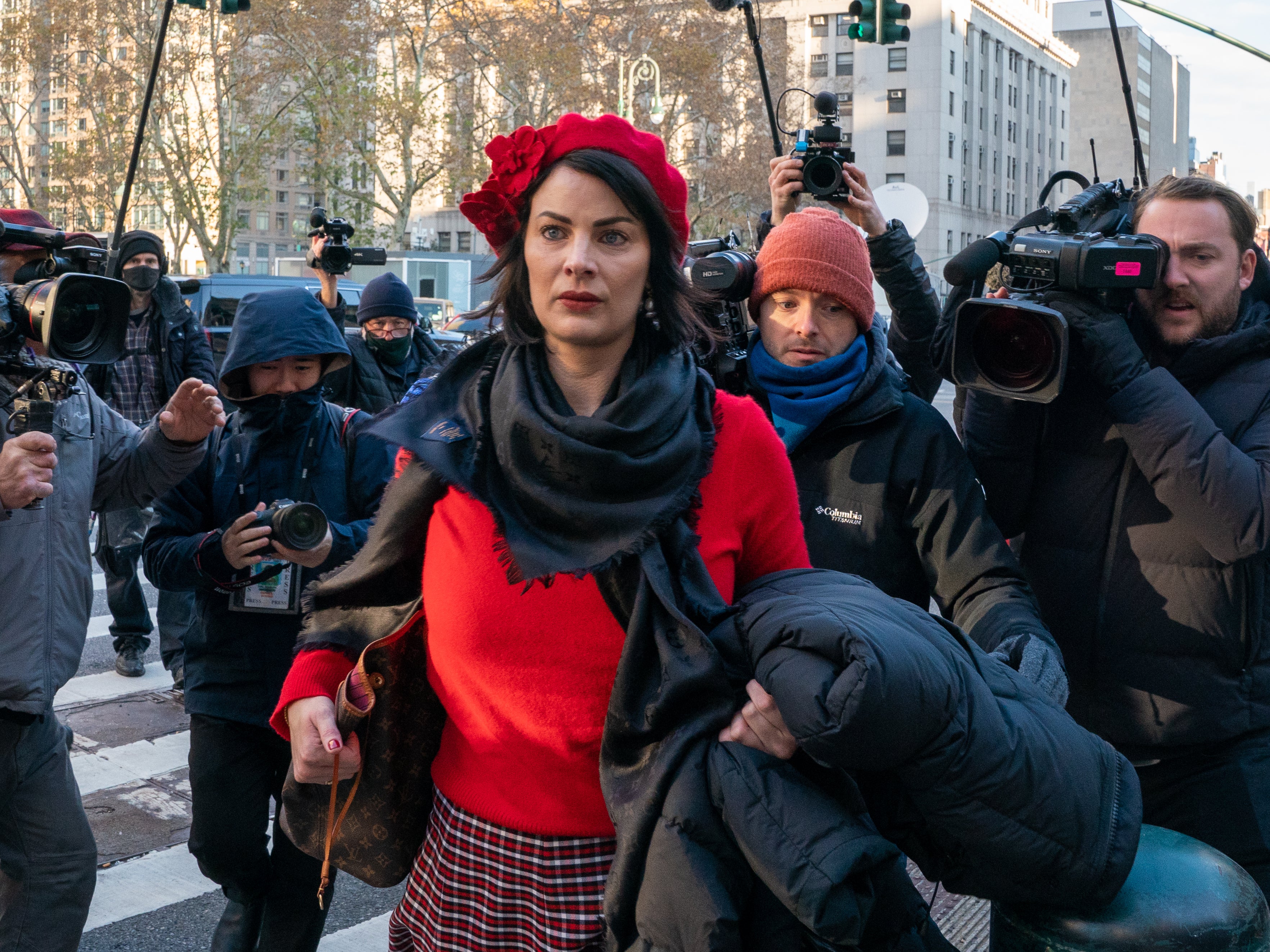 Sarah Ransome, a victim of Jeffery Epstein arrives for the trial of Ghislaine Maxwell at the Thurgood Marshall United States Courthouse on November 29, 2021 in New York City