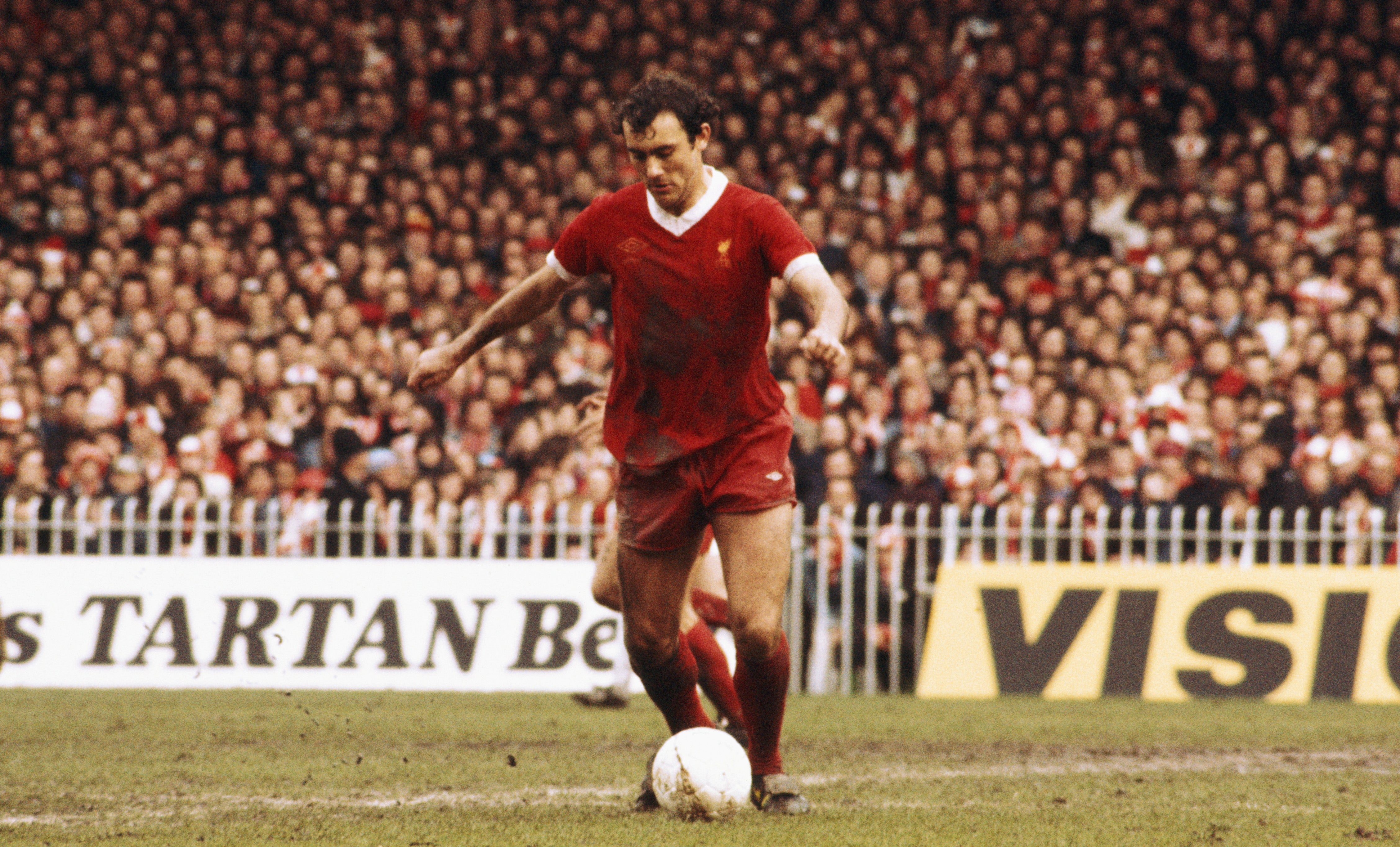 Kennedy in an FA Cup semi-final Merseyside derby in 1977