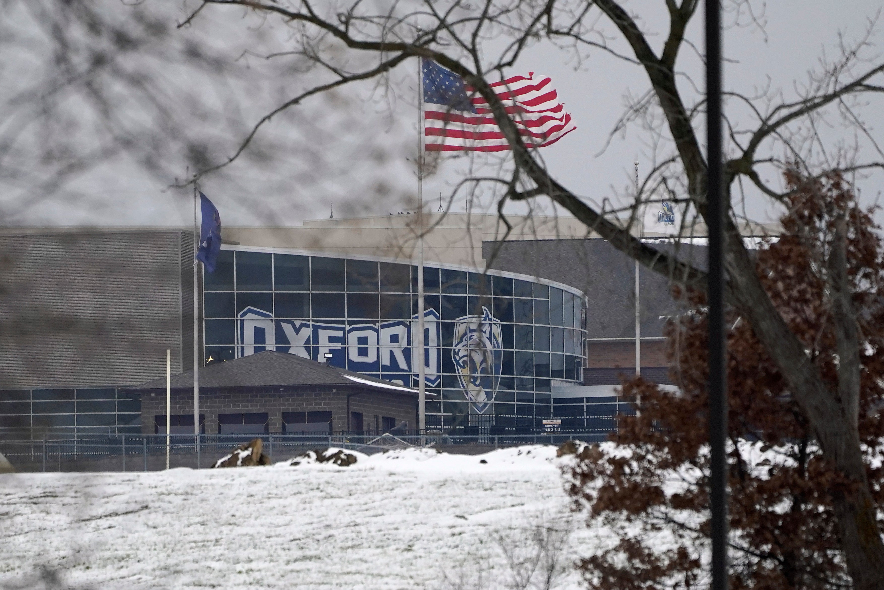 Oxford High School is shown in Oxford, Michigan, Tuesday, Nov. 30, 2021, where authorities say a student opened fire at the school