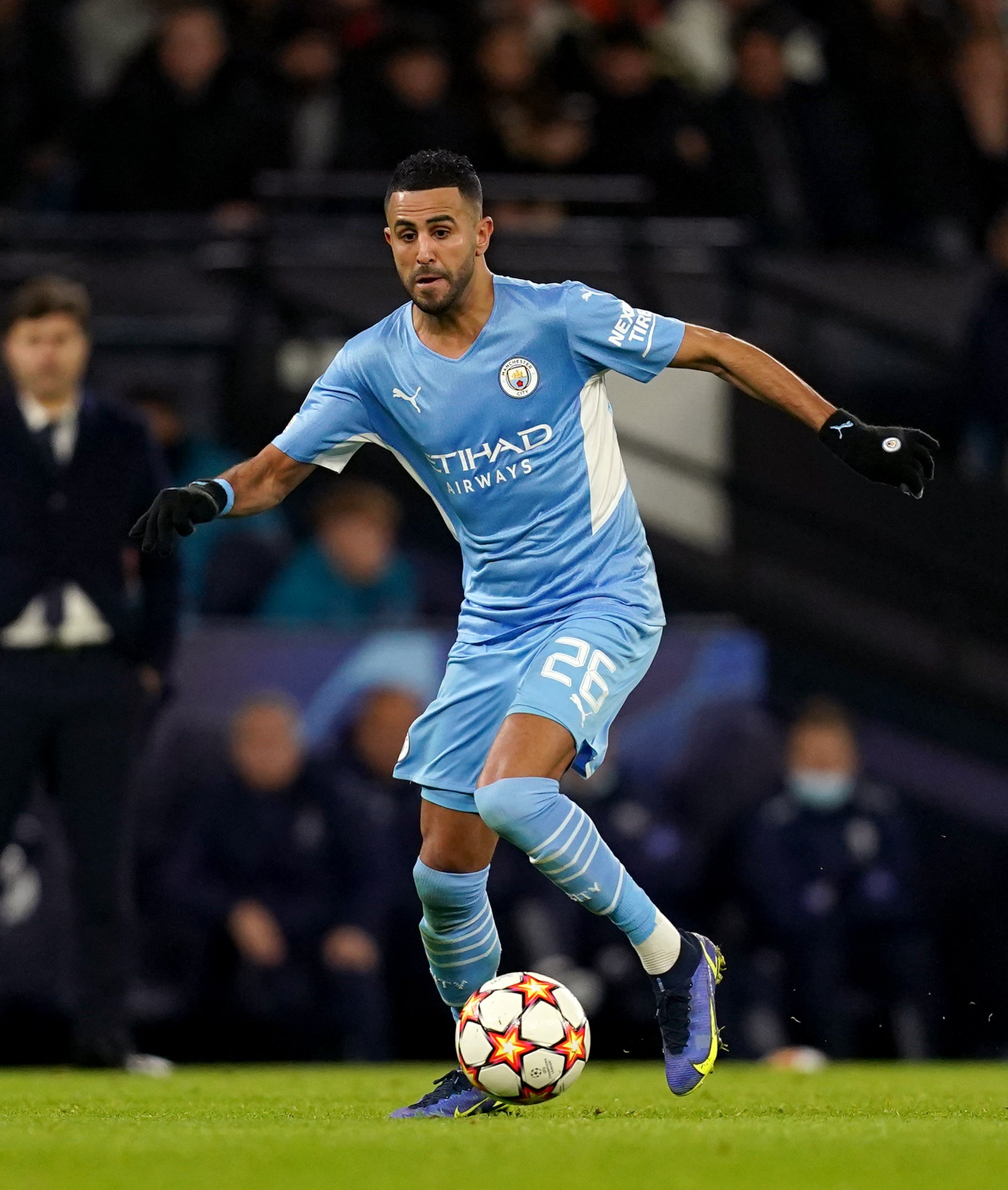 Manchester City’s Riyad Mahrez runs with the ball (Martin Rickett/PA)