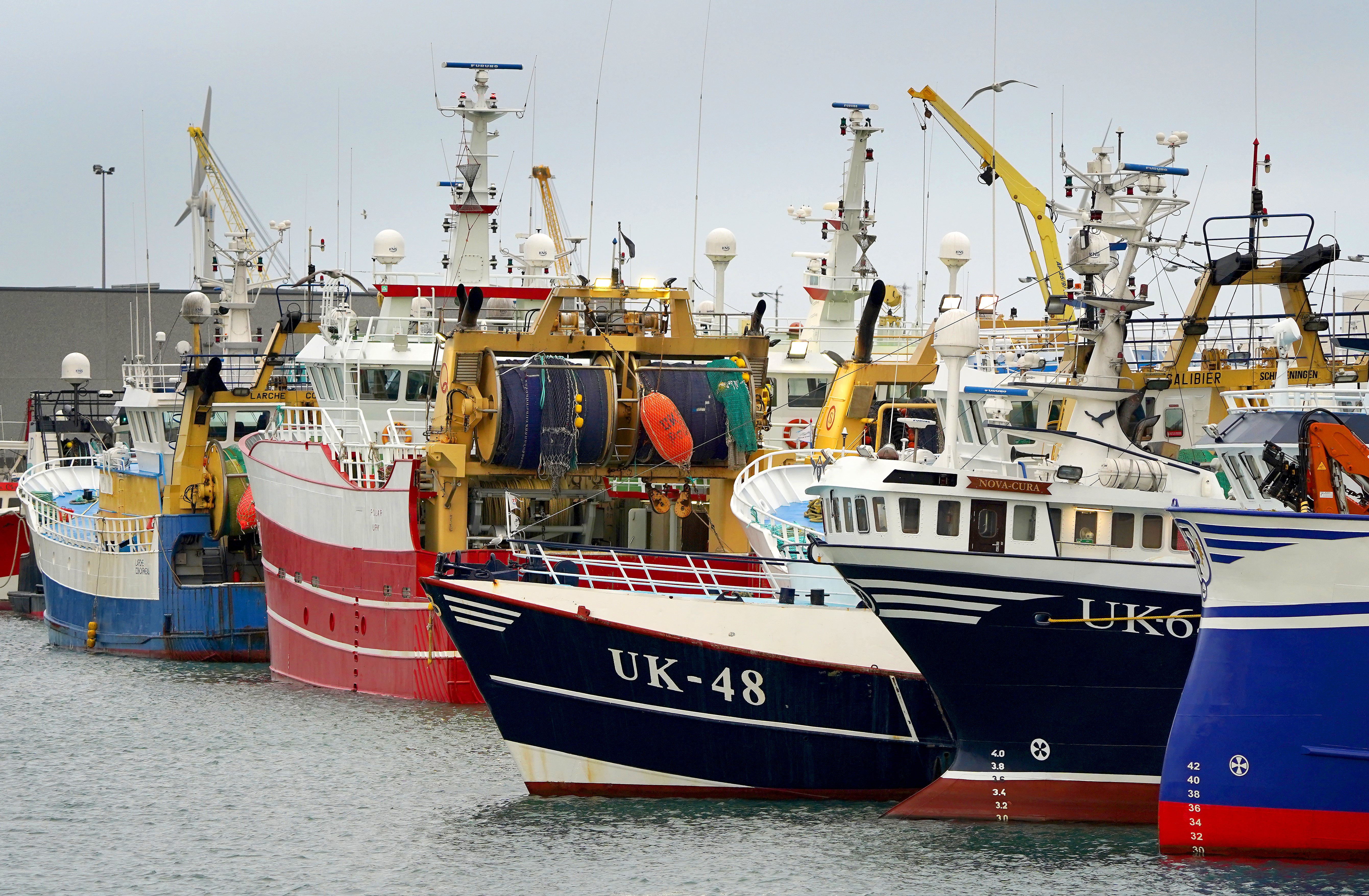 Fishing boats moored in the port of Boulogne, France (Gareth Fuller/PA)