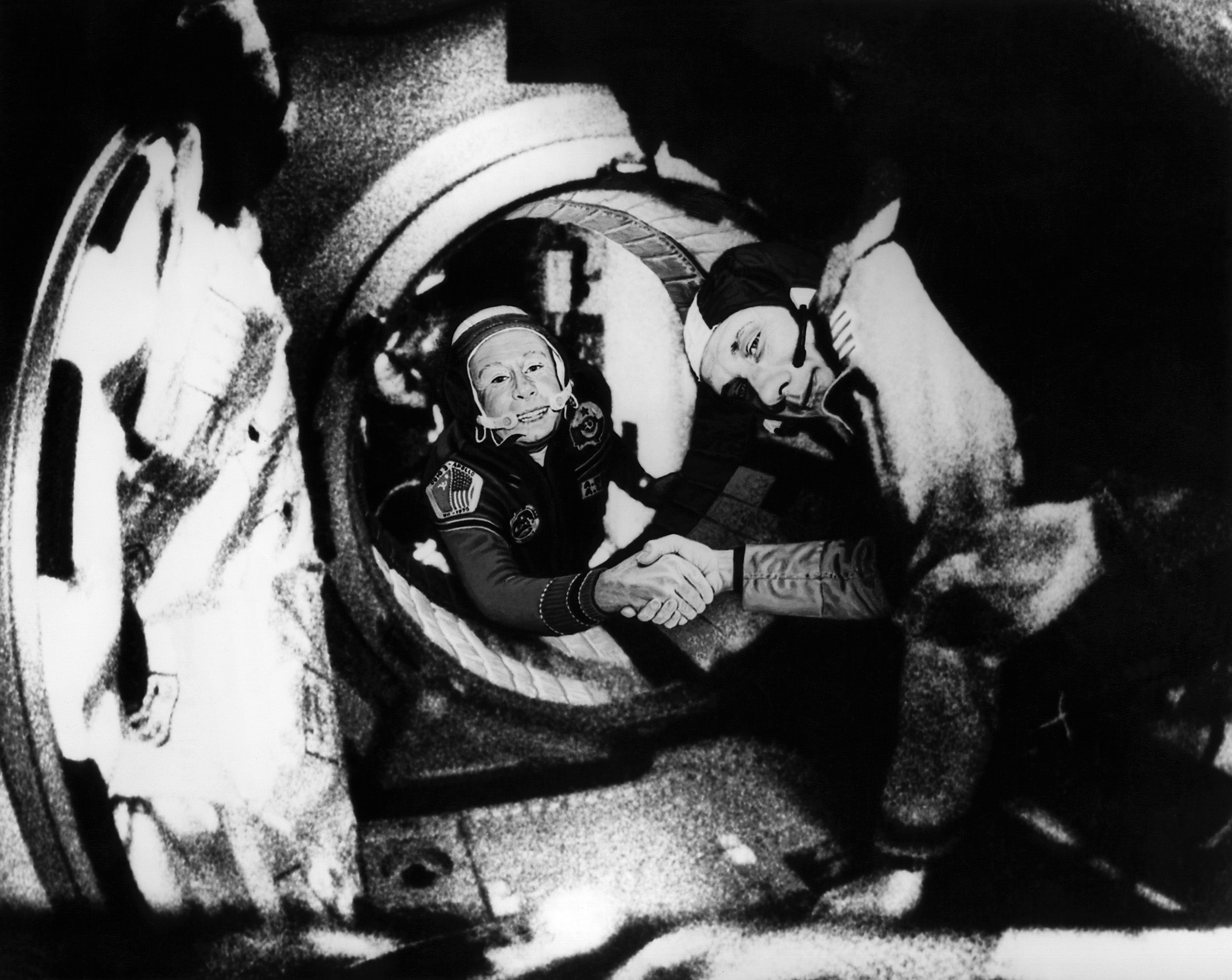 In 1975, an American Apollo spacecraft and a Russian Soyuz met in space.