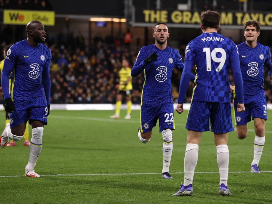 Hakim Ziyech celebrates scoring Chelsea’s winner