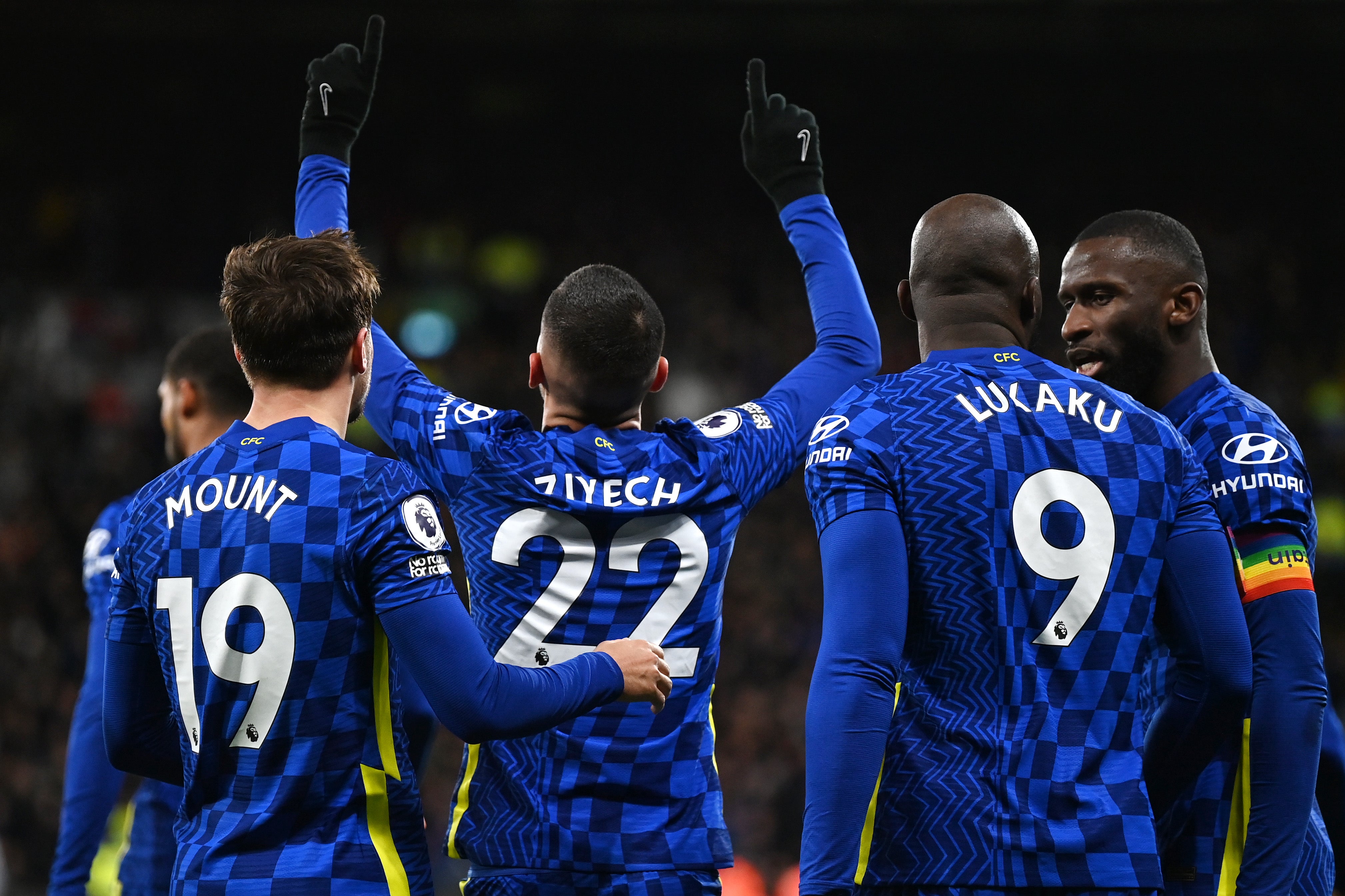 Hakim Ziyech of Chelsea celebrates after scoring