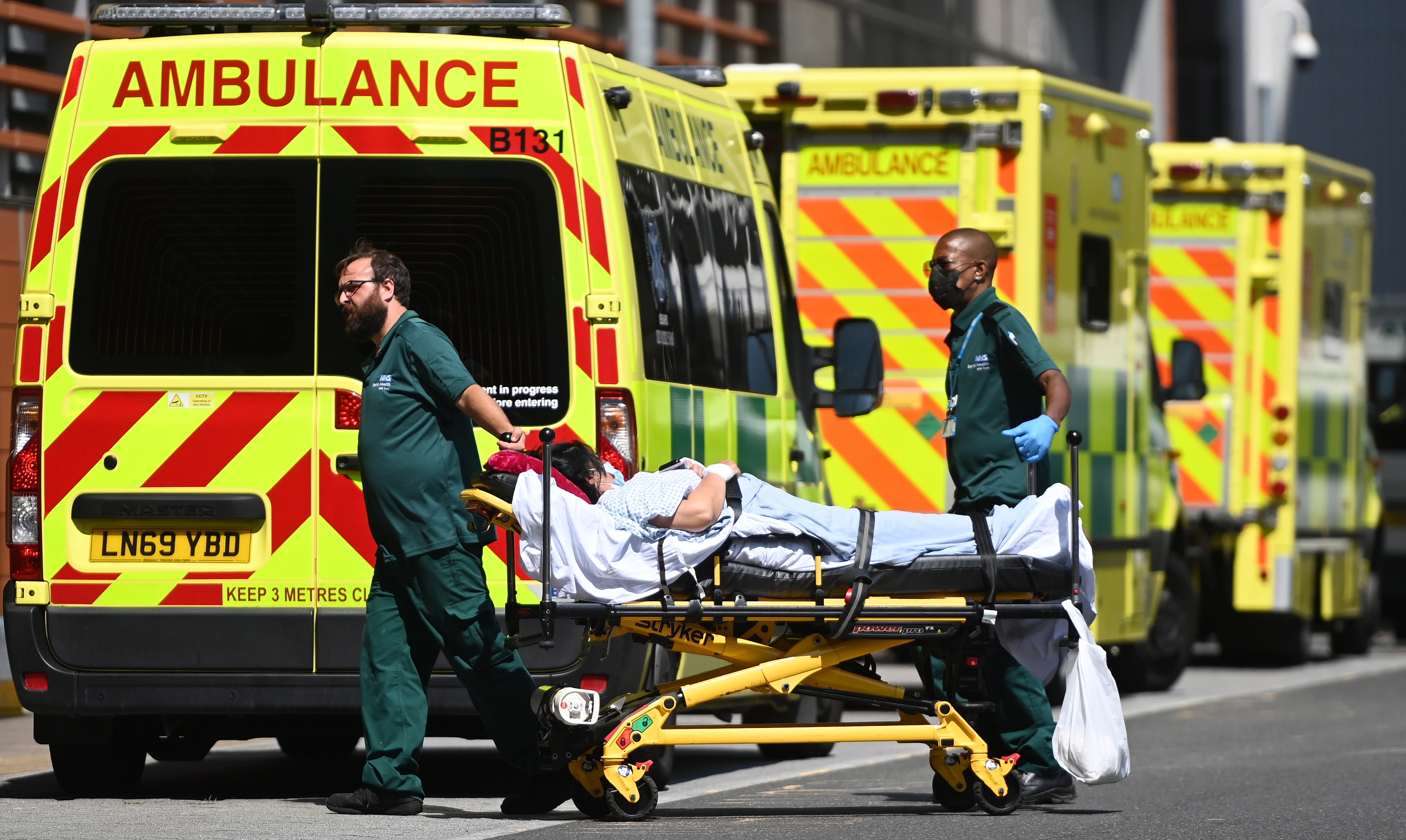 A patient is pictured outside the Royal London hospital on 23 July, 2021.