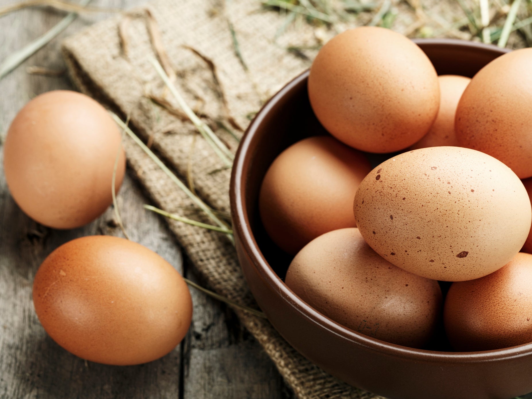 Brown eggs on a plate