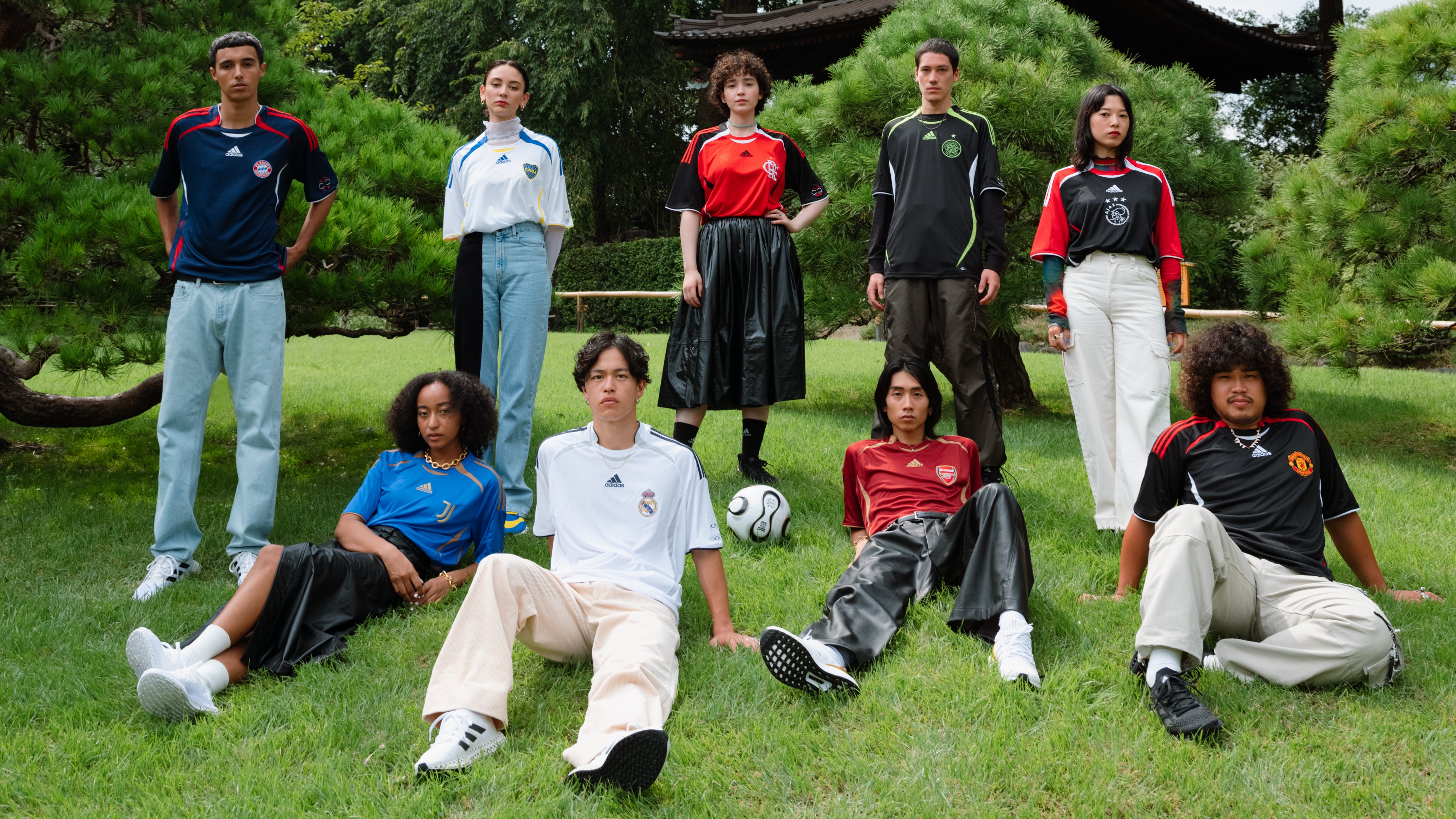 Models pose in the reimagine 2006 Teamgeist collection by Adidas