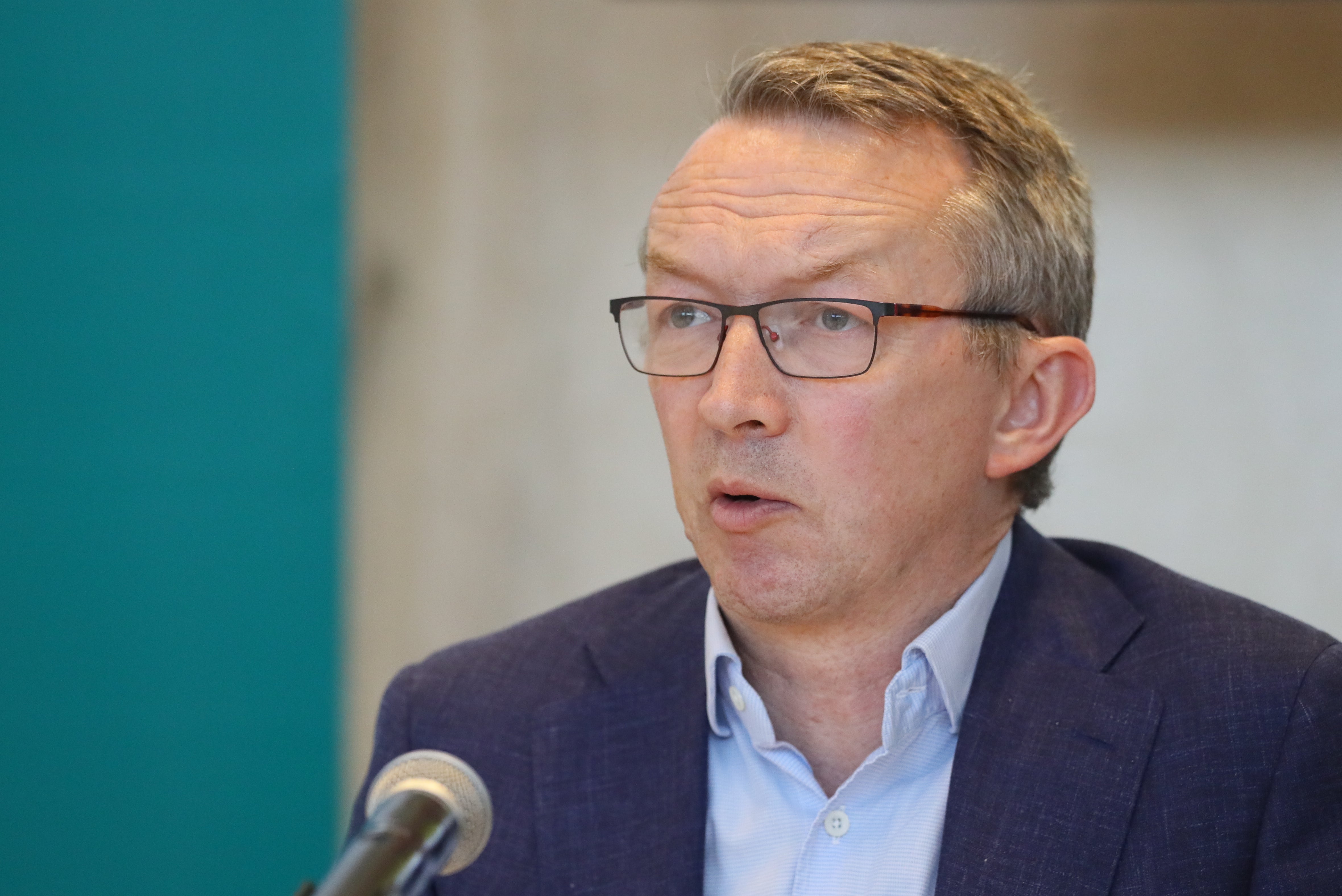 Dr Colm Henry, chief clinical officer, HSE speaking during a Covid-19 update briefing at the Department of Health, in Dublin (Brian Lawless/PA)