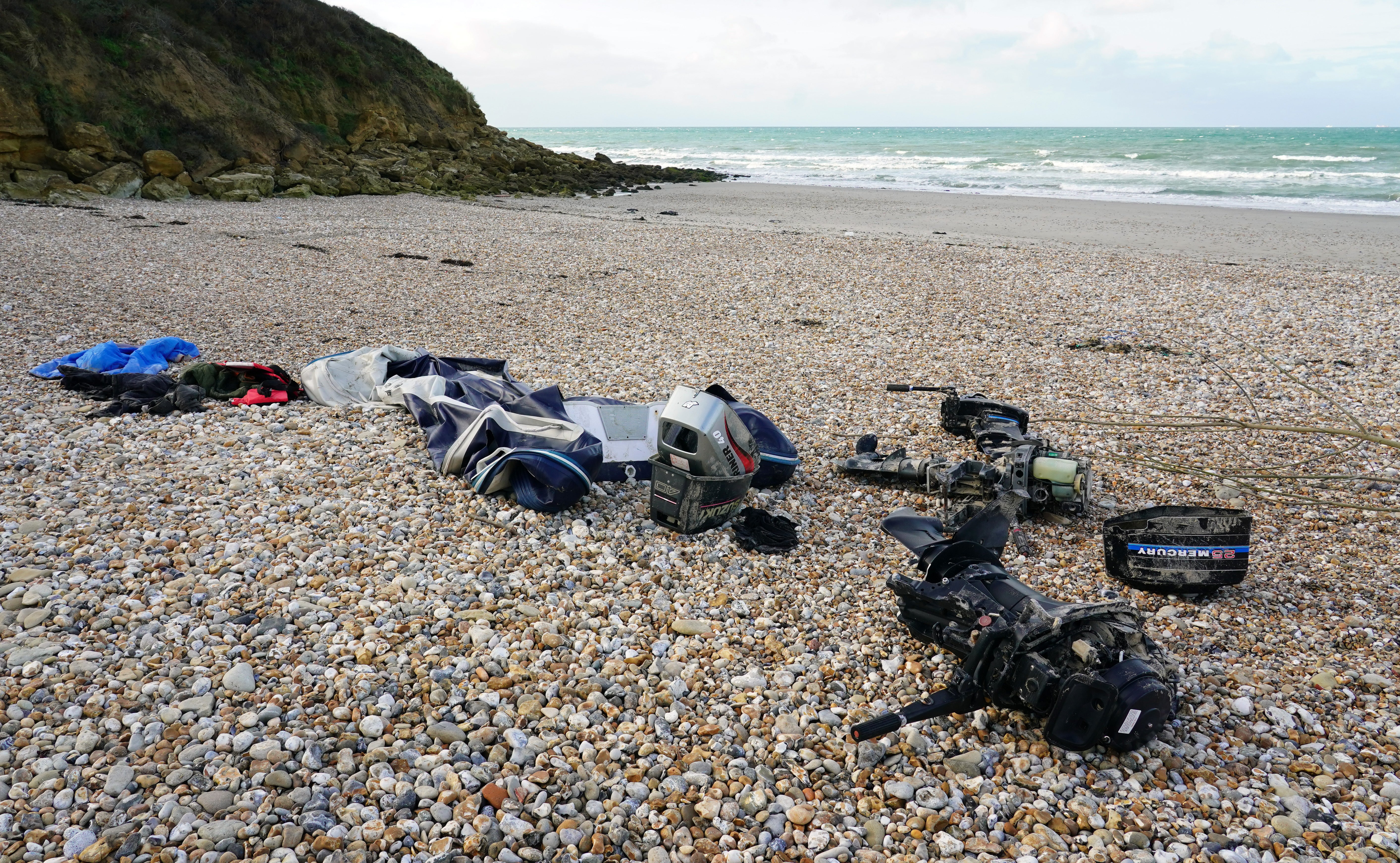 Small boat debris on the beach in Wimereux near Calais