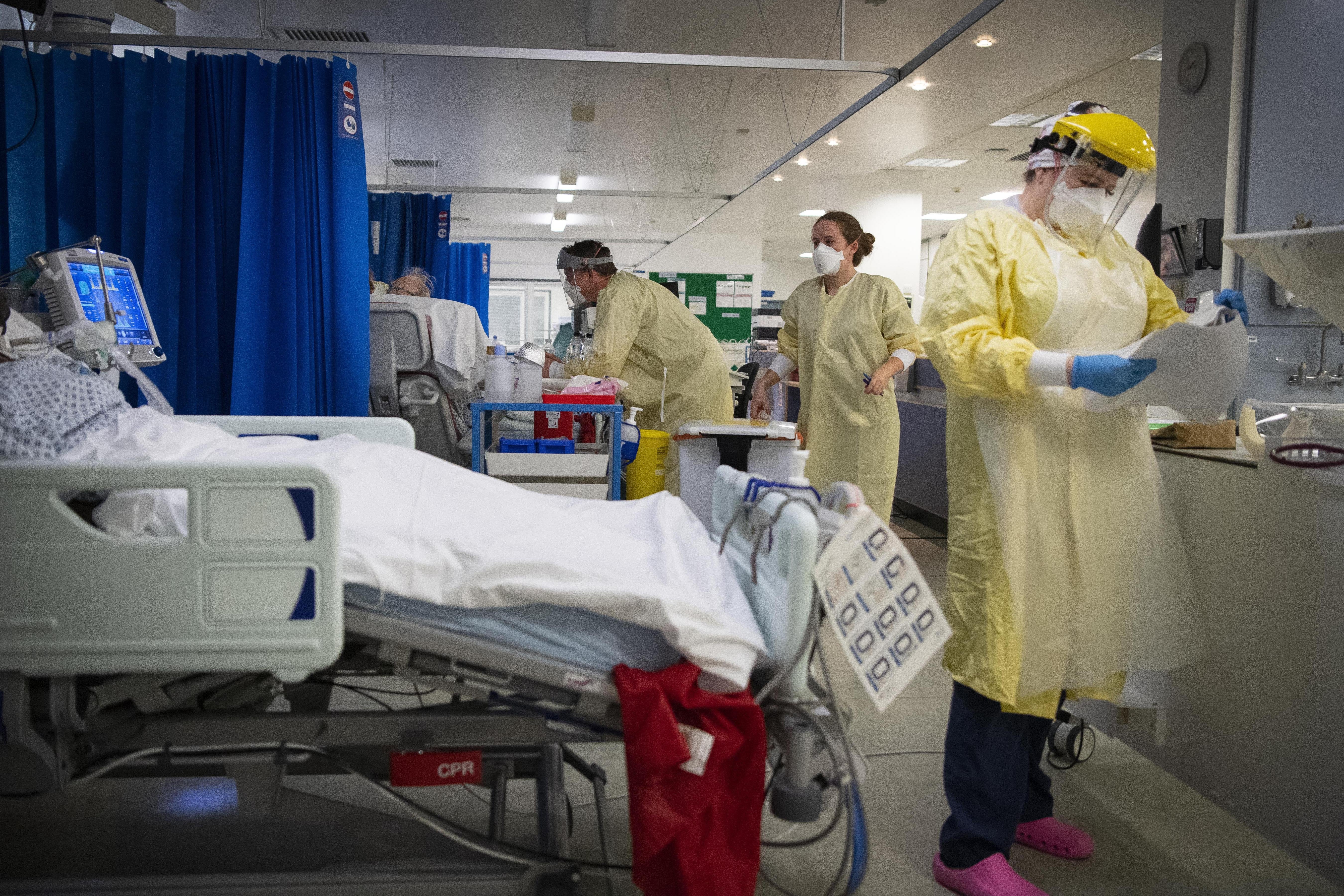 Nurses work on patients in the Intensive Care Unit in St George’s Hospital (PA)