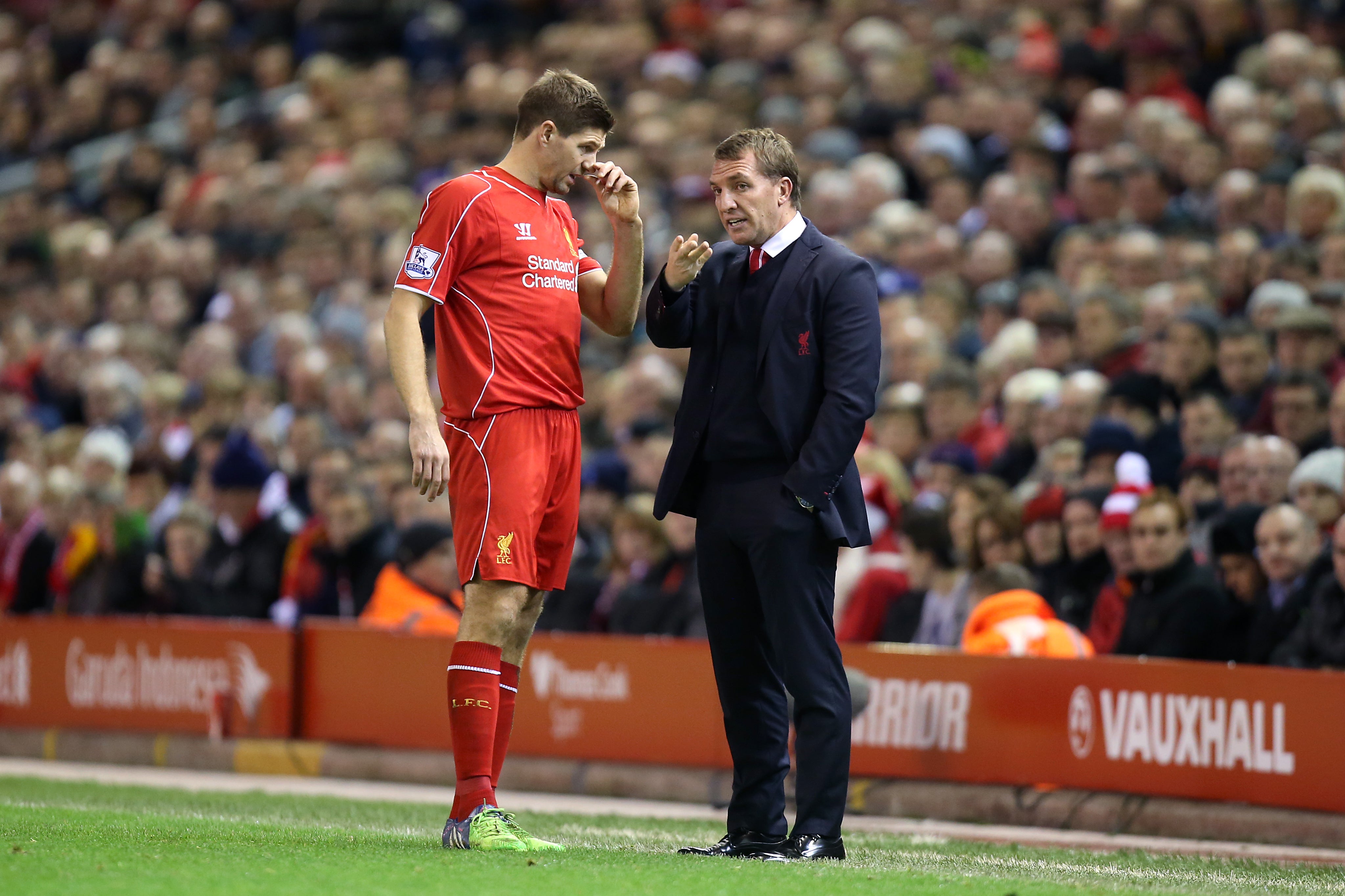 Steven Gerrard was Brendan Rodgers’ captain at Liverpool (Peter Byrne/PA)