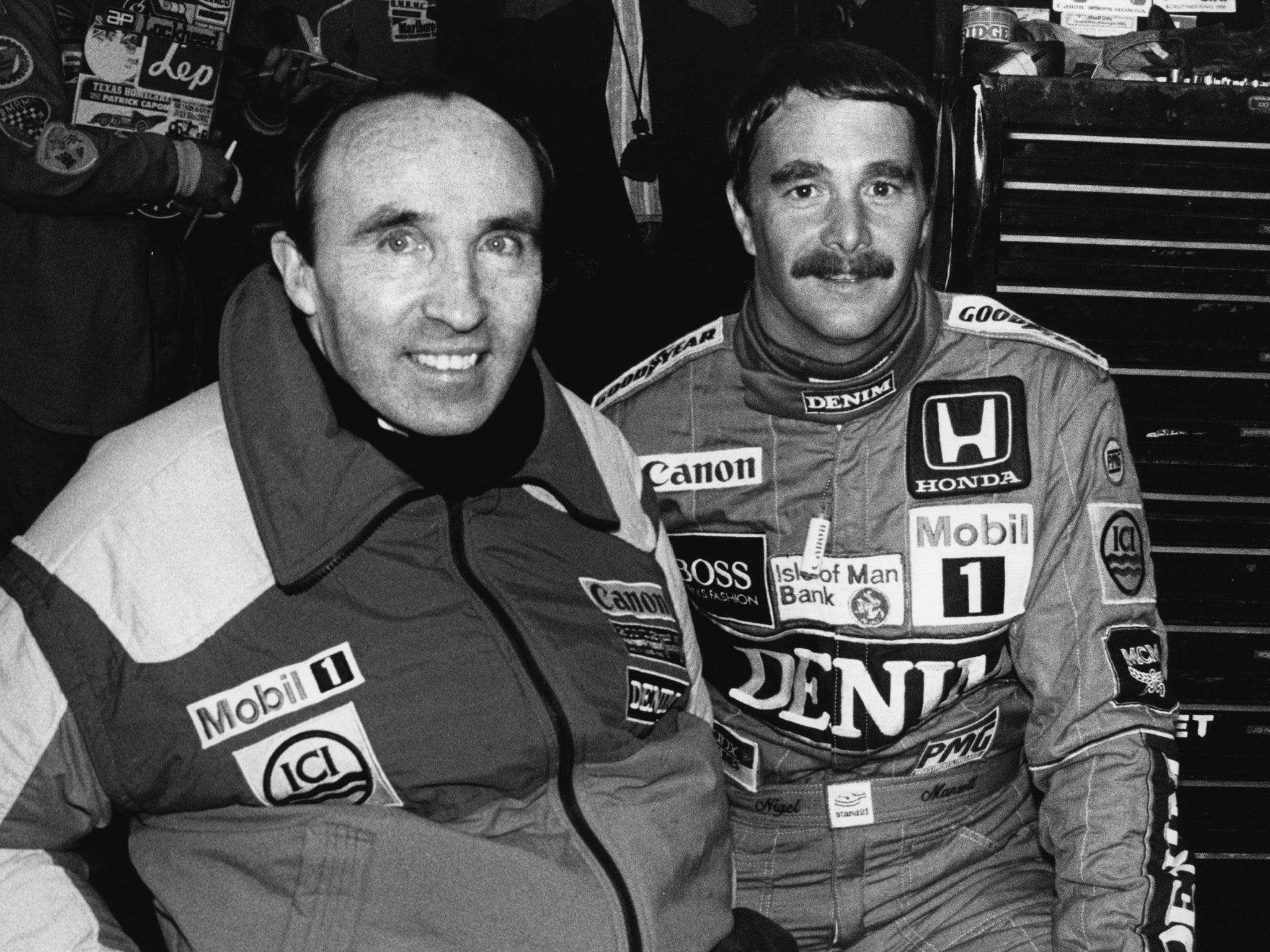 Nigel Mansell (R) with Williams in 1986