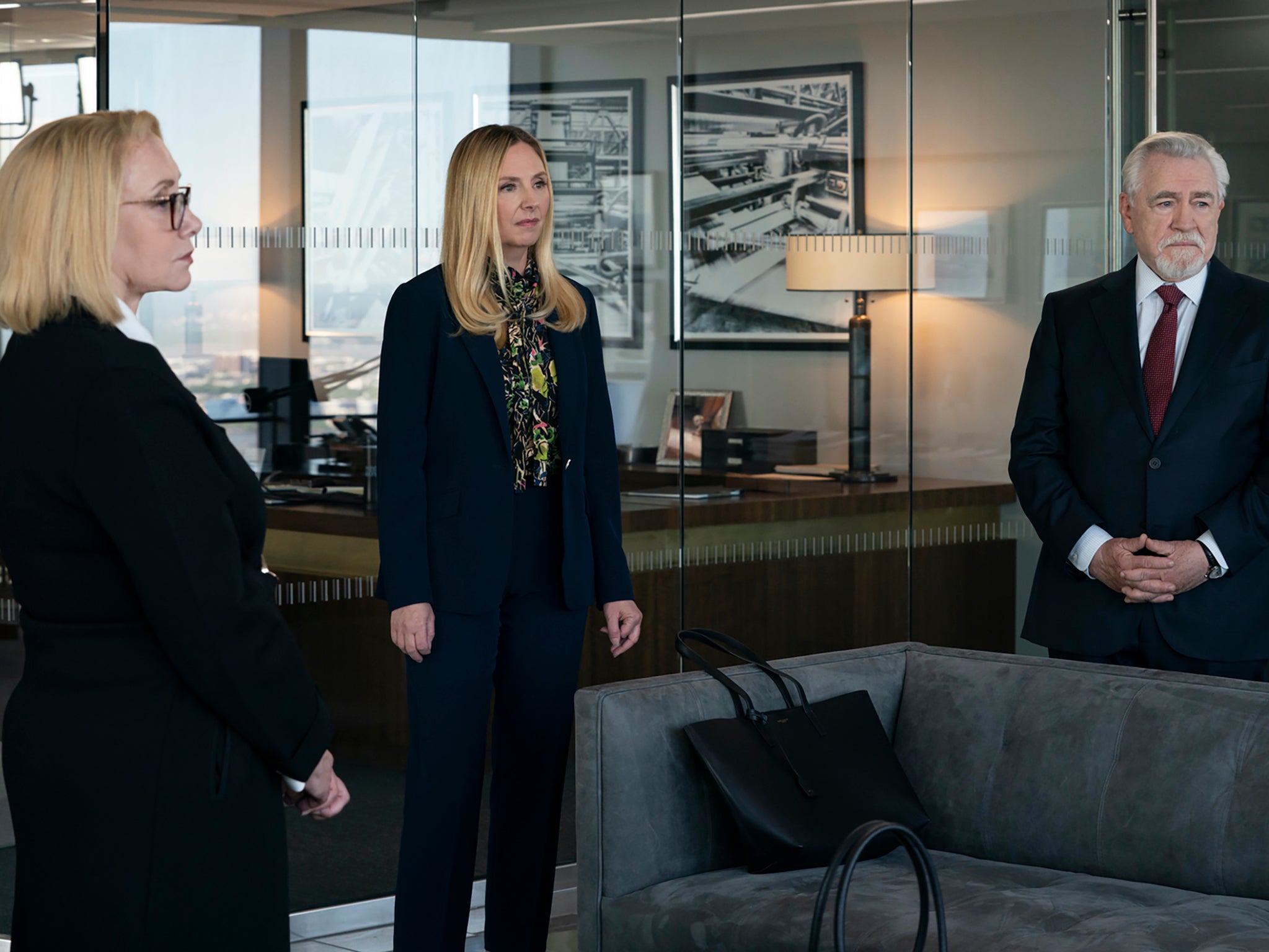 J Smith Cameron, Hope Davis and Brian Cox in ‘Succession'