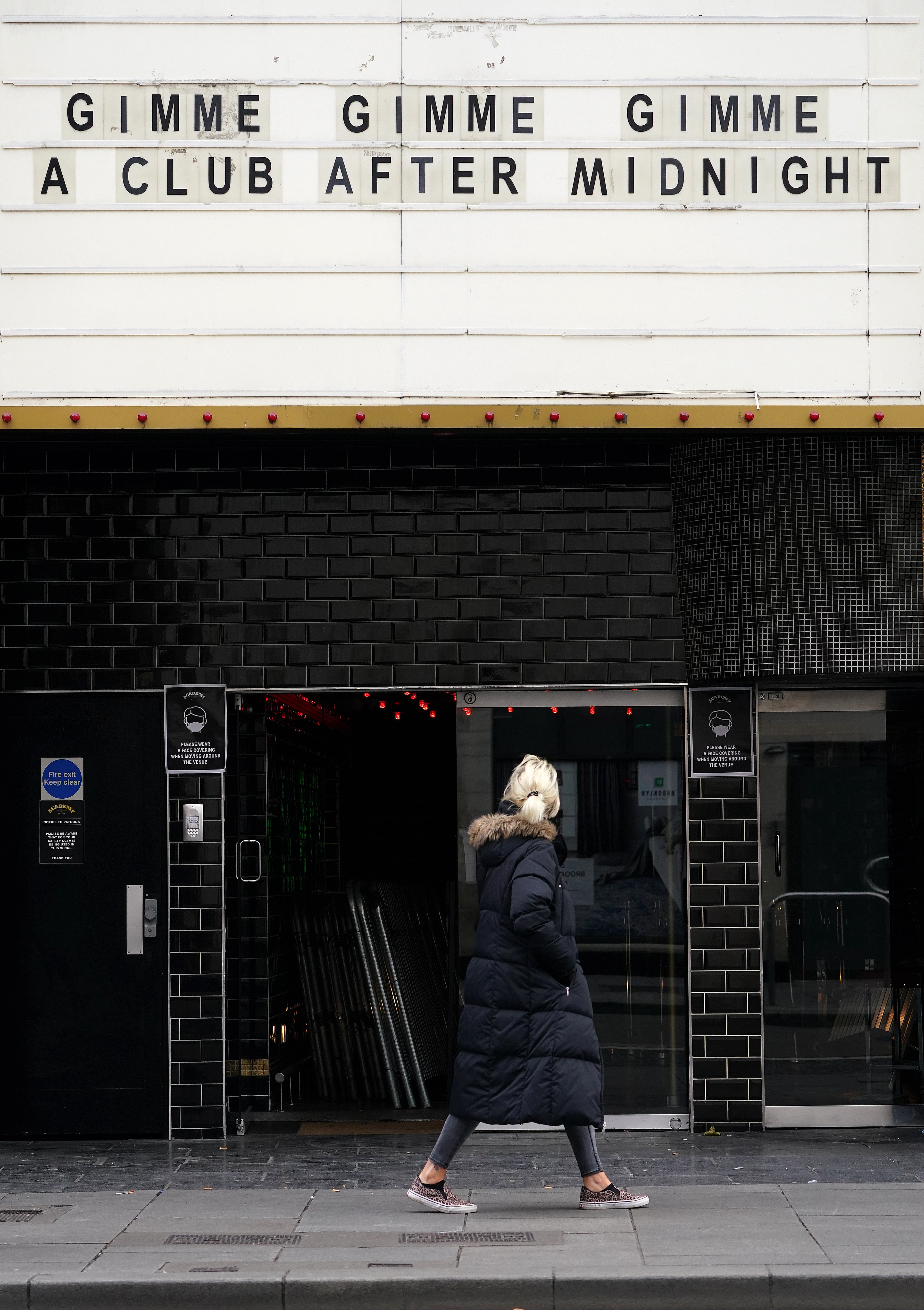 A sign outside the Academy music venue in Dublin’s city centre (Brian Lawless/PA)