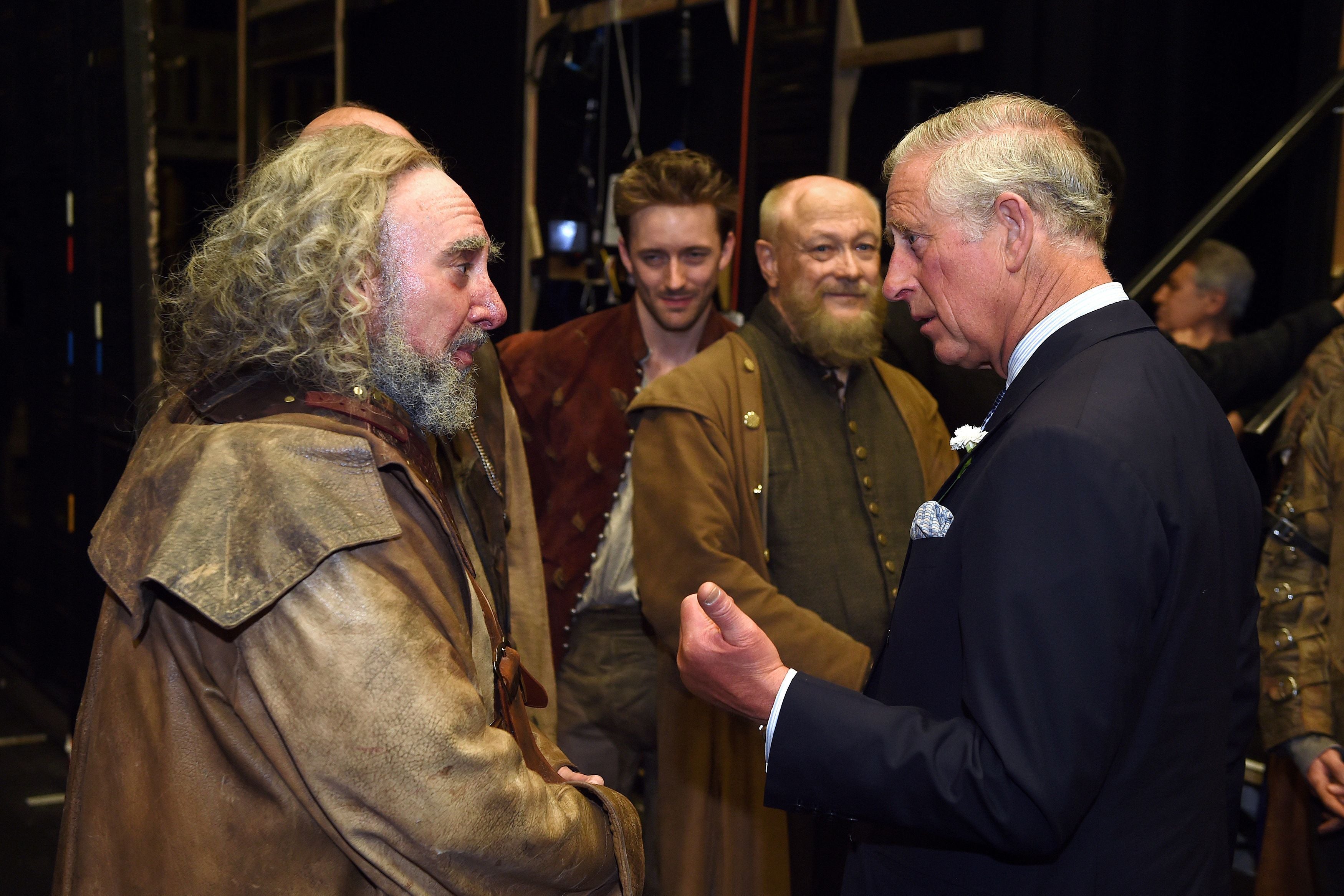 The Prince of Wales meets his favourite actor Sir Antony Sher after he had played Sir John Falstaff in a performance of ‘Henry IV Part I’ at The Royal Shakespeare Theatre in Stratford-upon-Avon in 2014