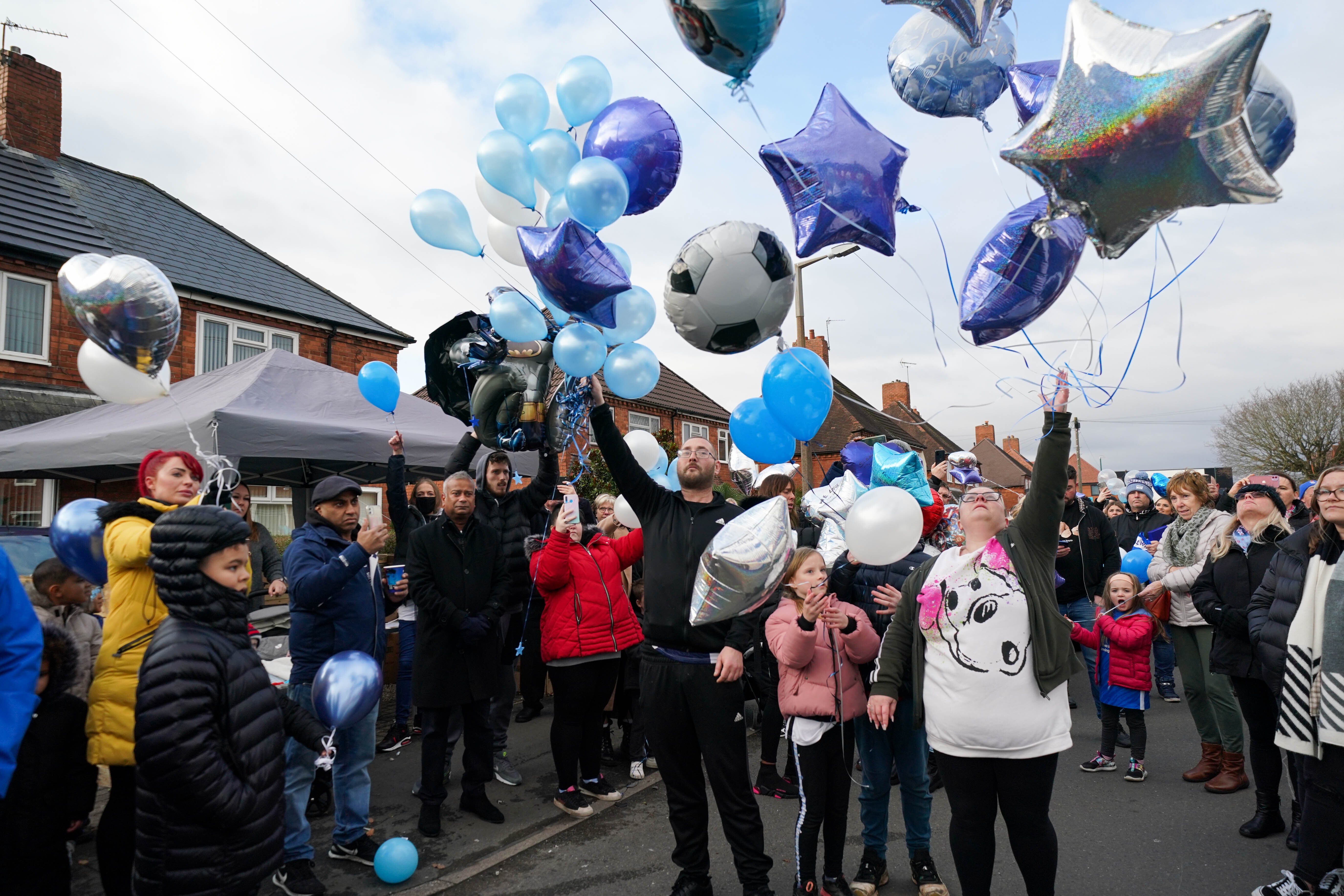 Balloons were released into the air (Jacob King/PA)