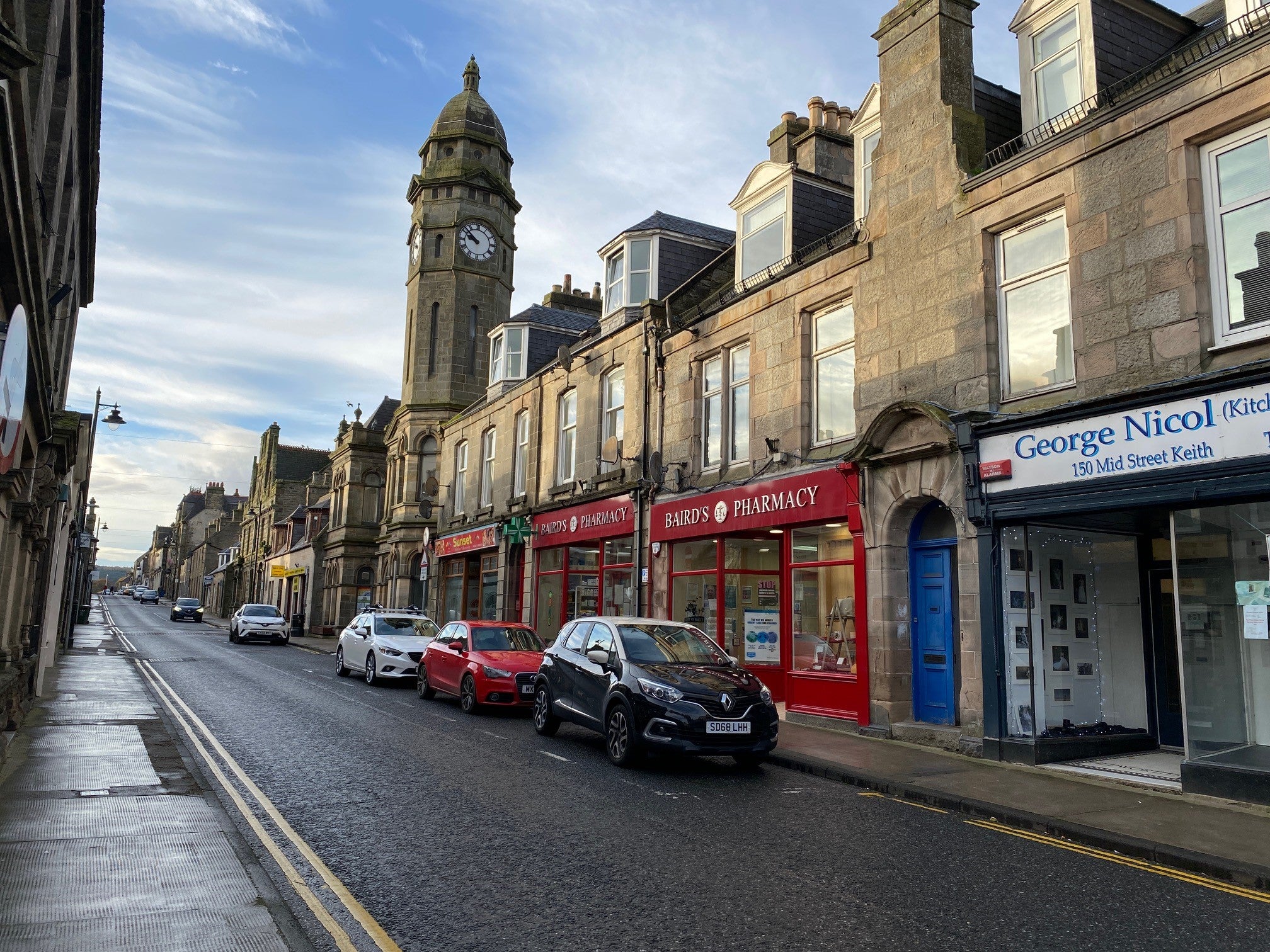 Shops on Mid Street Keith (Moray Council)