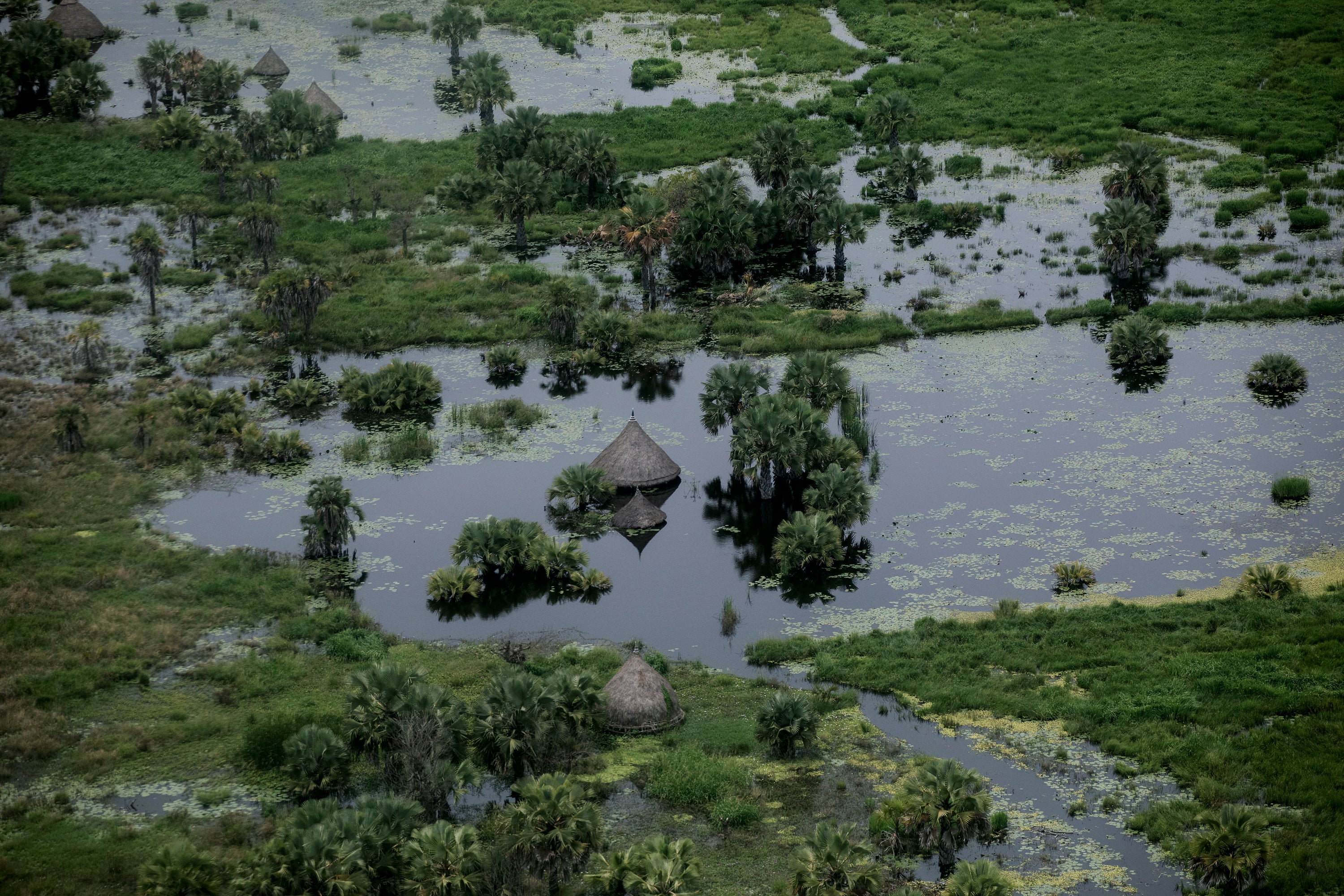 From the air, the devastation caused by the permanent flooding is obvious