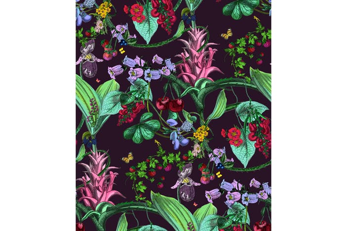 Kristjana S Williams Kirsuberja vines wallpaper, aubergine indybest.jpg