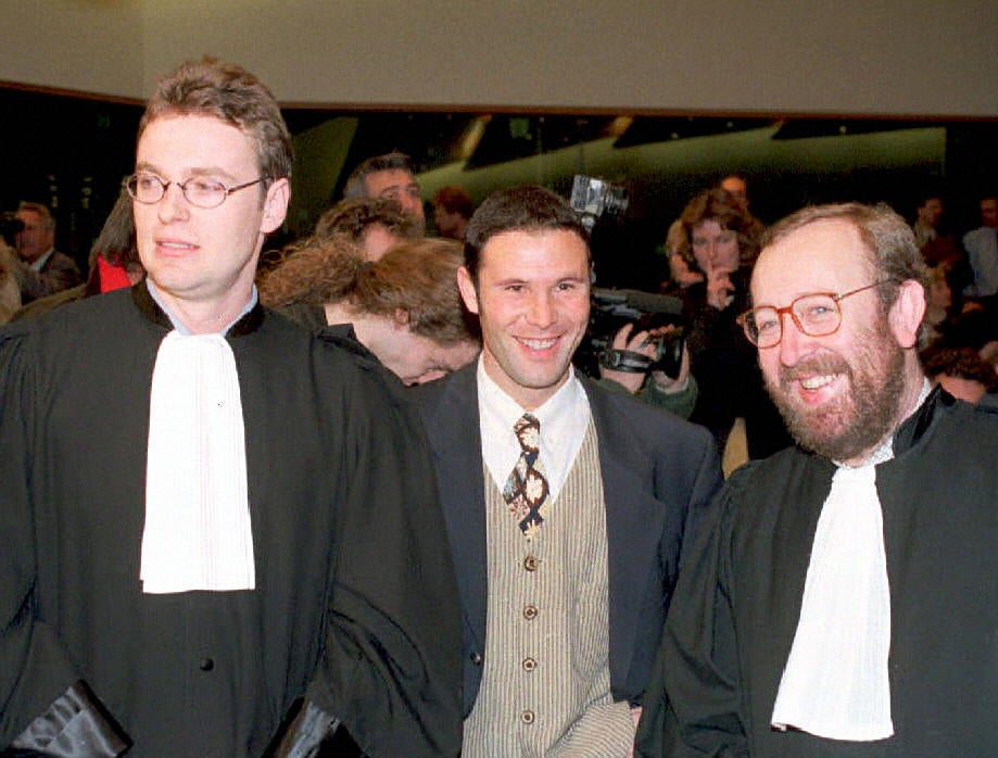 Belgian soccer player Jean-Marc Bosman at the European Court of Justice in 1995