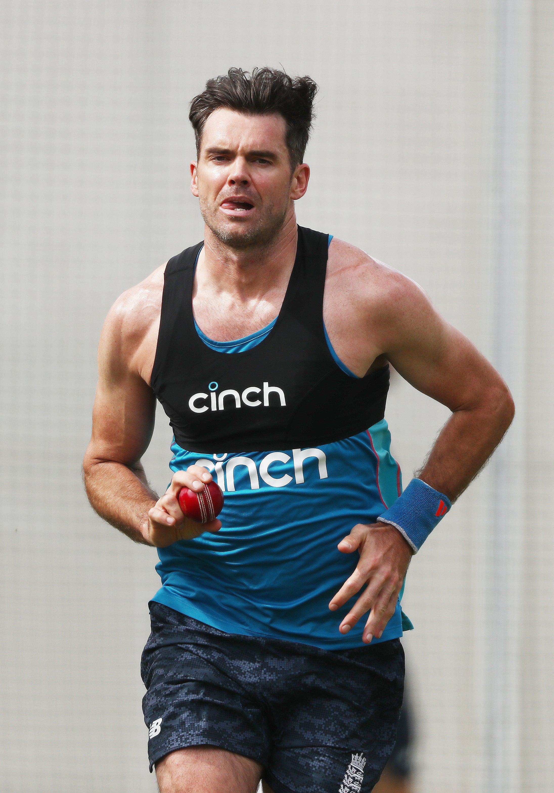 Anderson in the nets on Monday in Brisbane