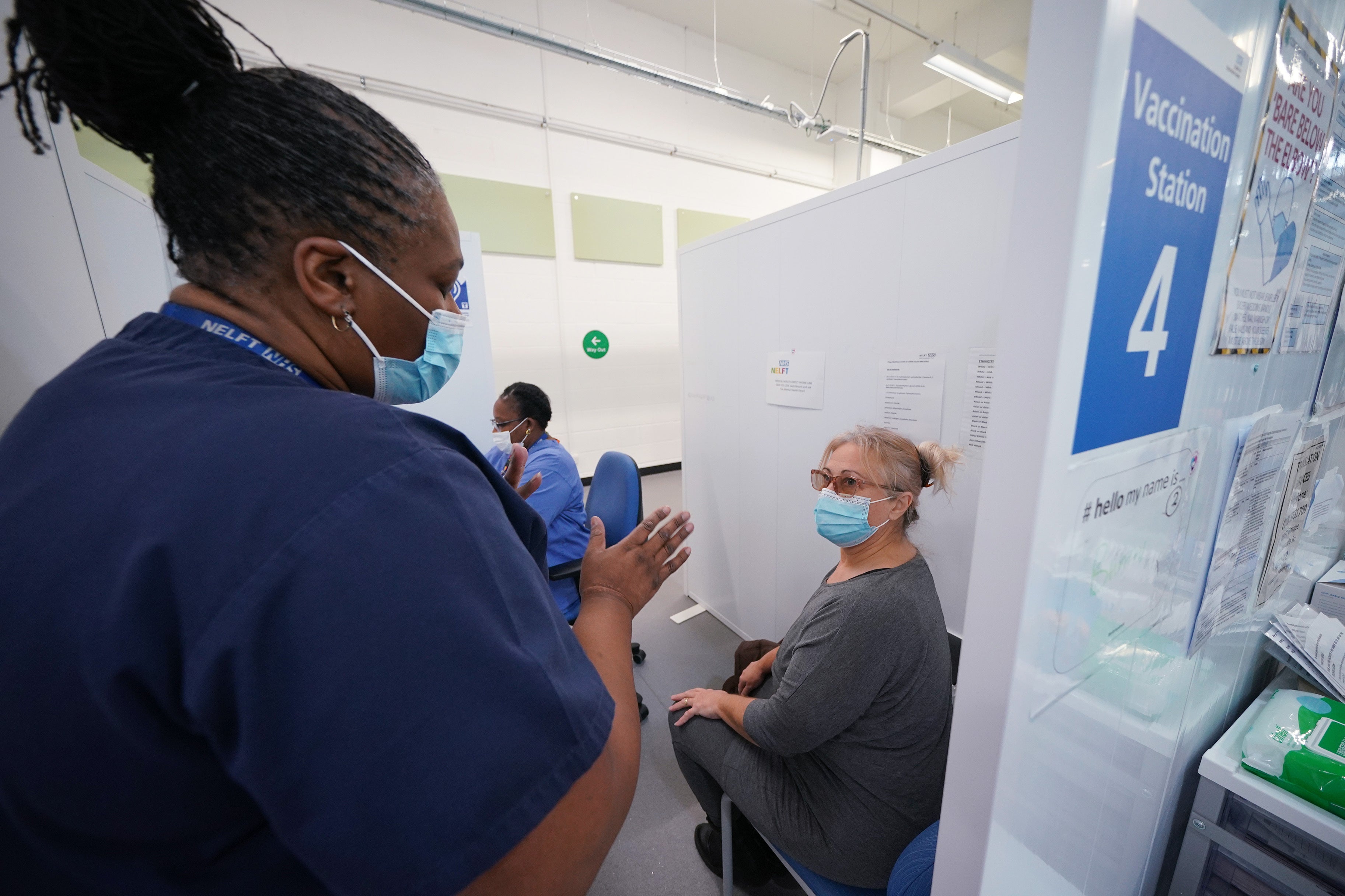 Vaccination at a site in Liberty shopping centre, Romford, east London (Yui Mok/PA)