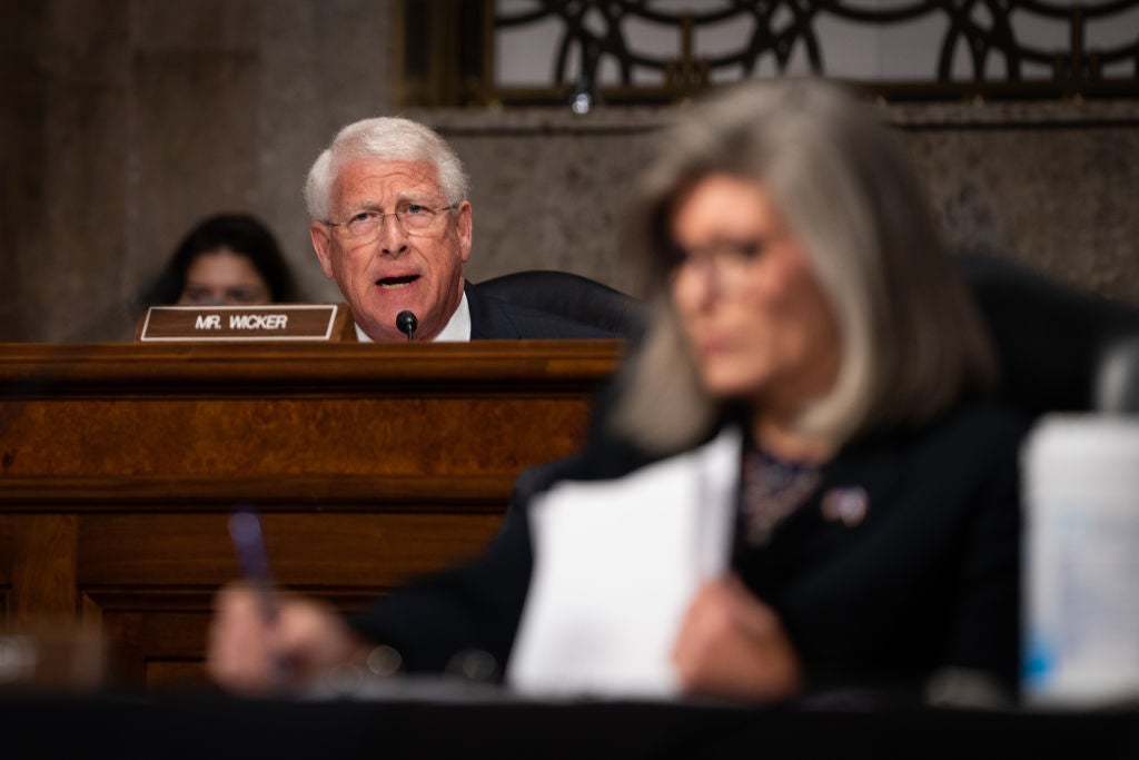 Sen Roger Wicker of Mississippi is one of the Senate’s loudest war hawks