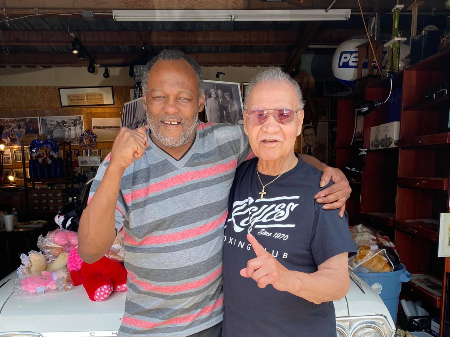 Donald Curry with his former trainer Paul Reyes in July 2021