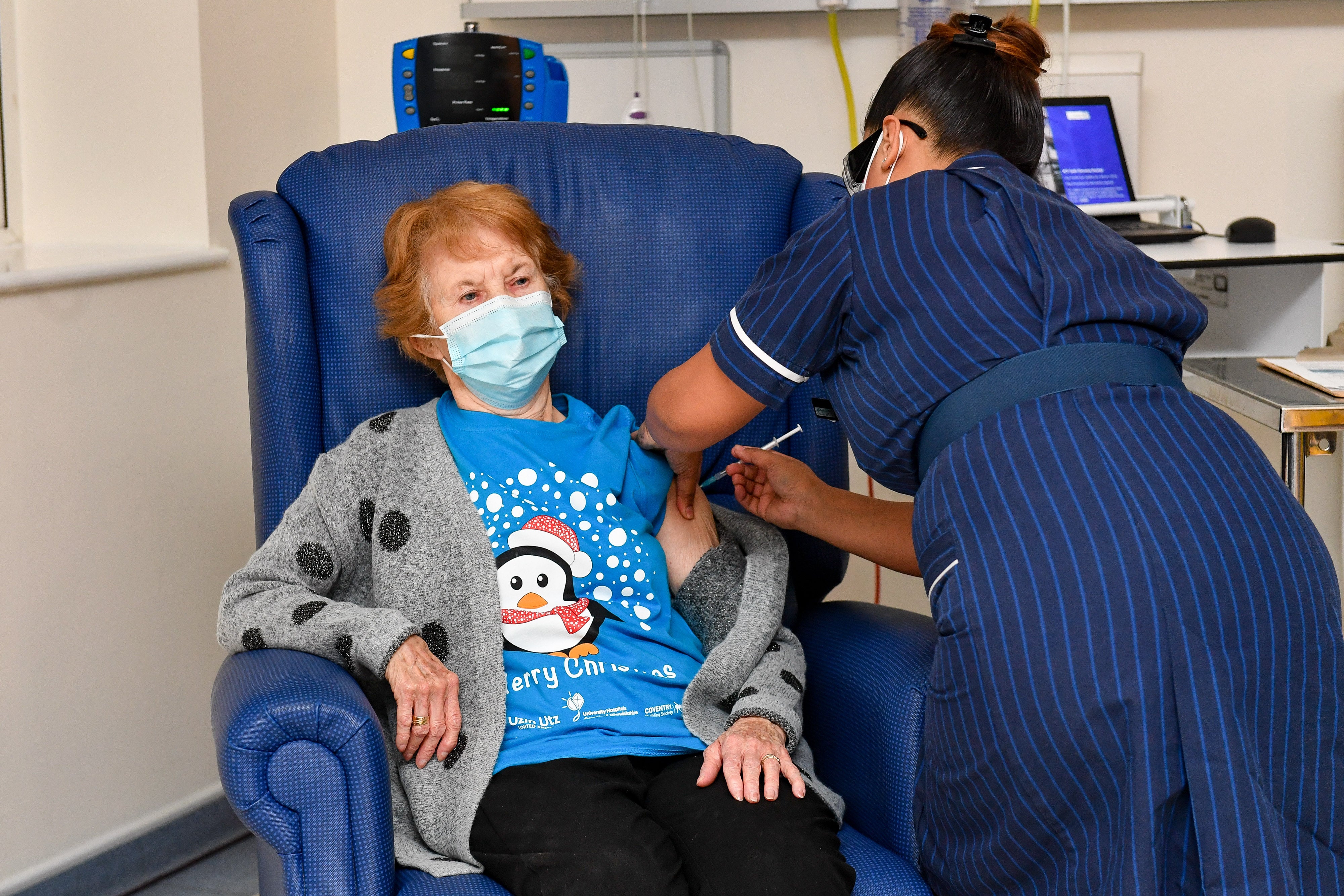 Margaret Keenan was the first person in the world to have a Covid jab at the start of the mass vaccine rollout last year (Jacob King/PA)