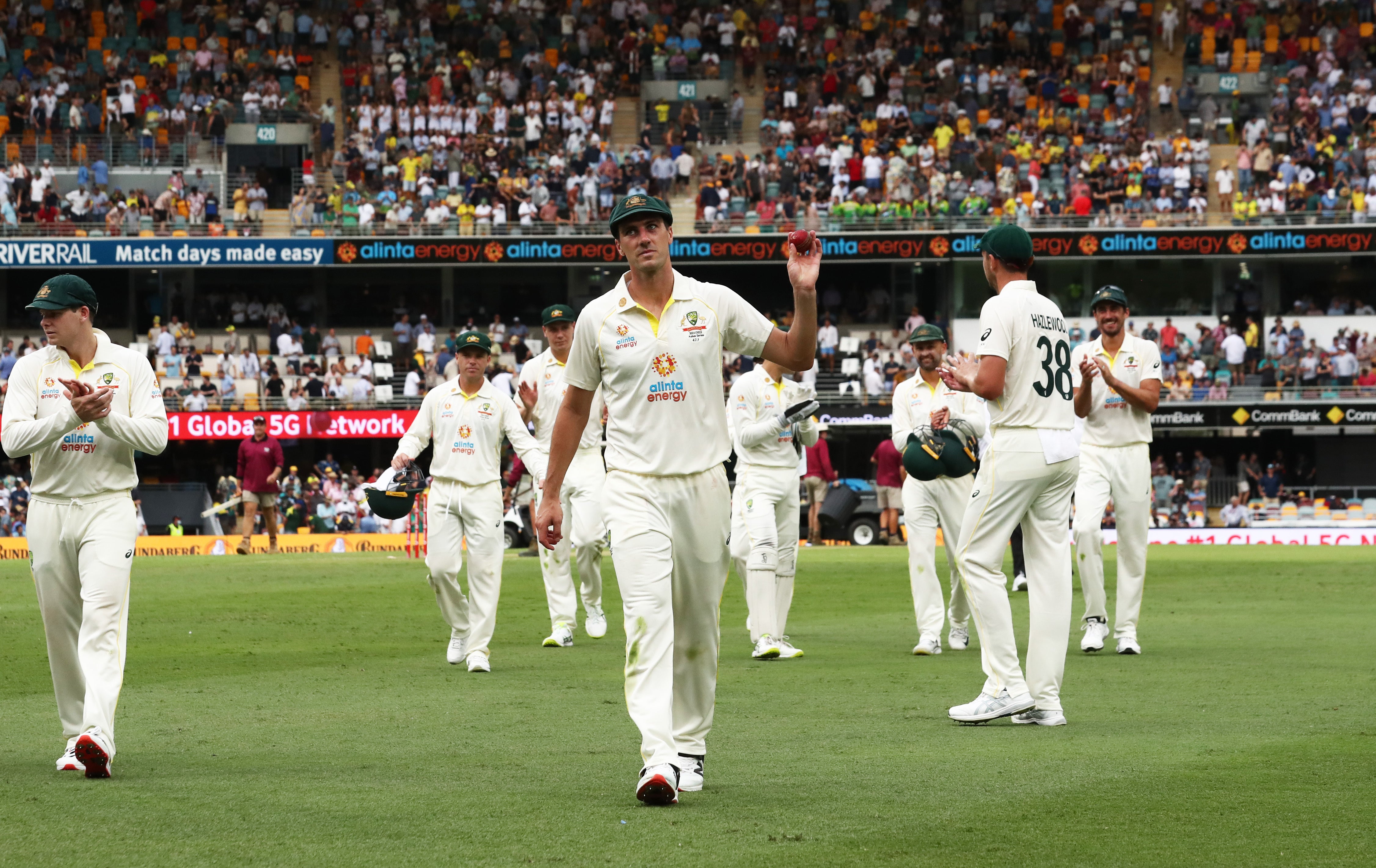 Pat Cummins salutes the fans after a dream start to his captaincy