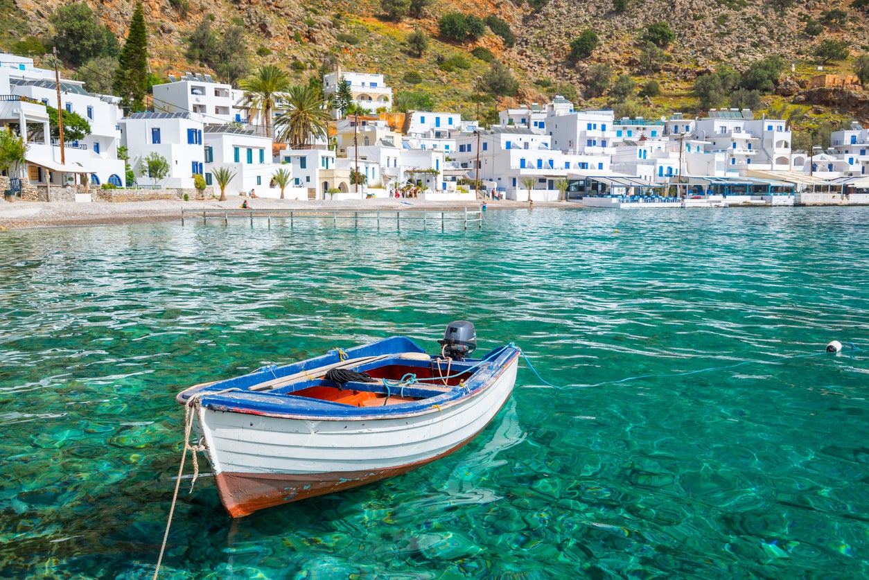 Holidaymakers were dreaming of idyllic Greek breaks such as Loutro in Crete