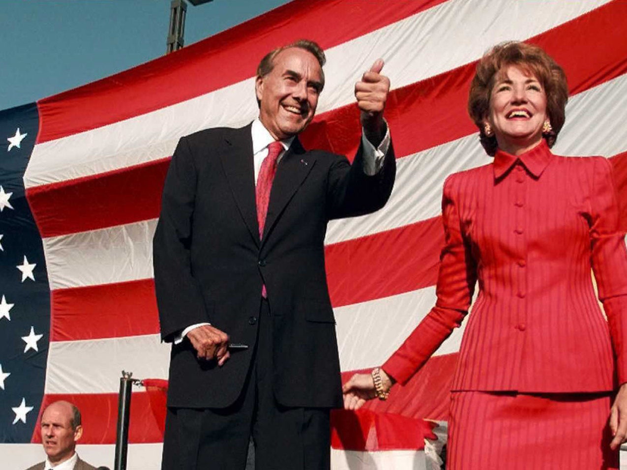 Dole, who died aged 98, with his wife Elizabeth who also served as a US senator