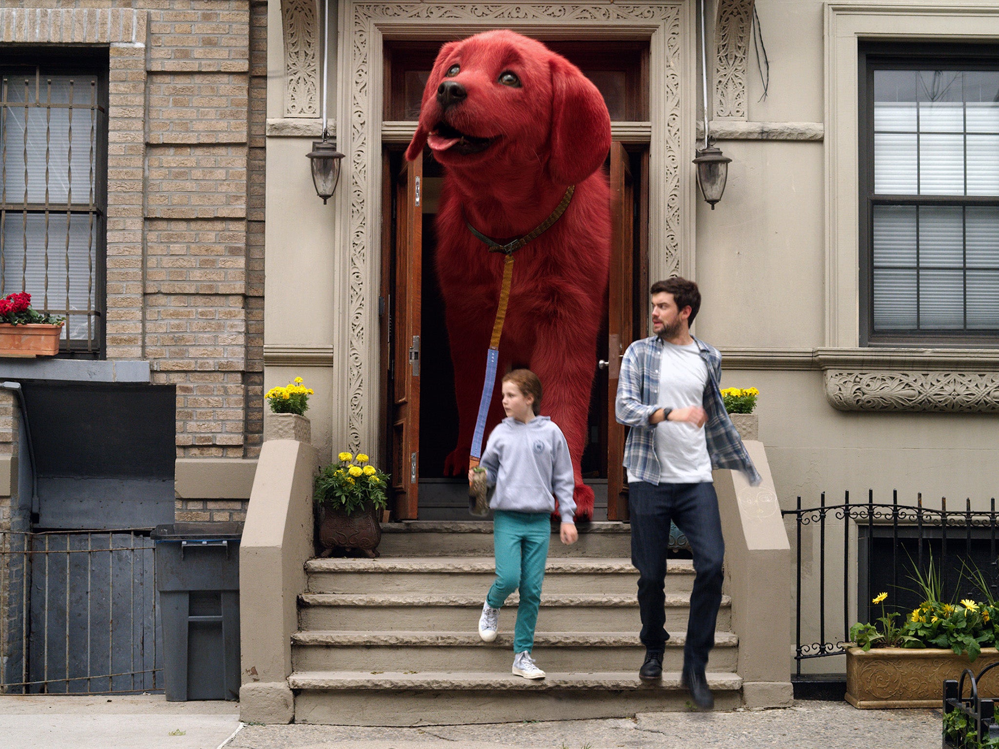 Whitehall acted opposite a 10-foot animatronic canine operated by two puppeteers