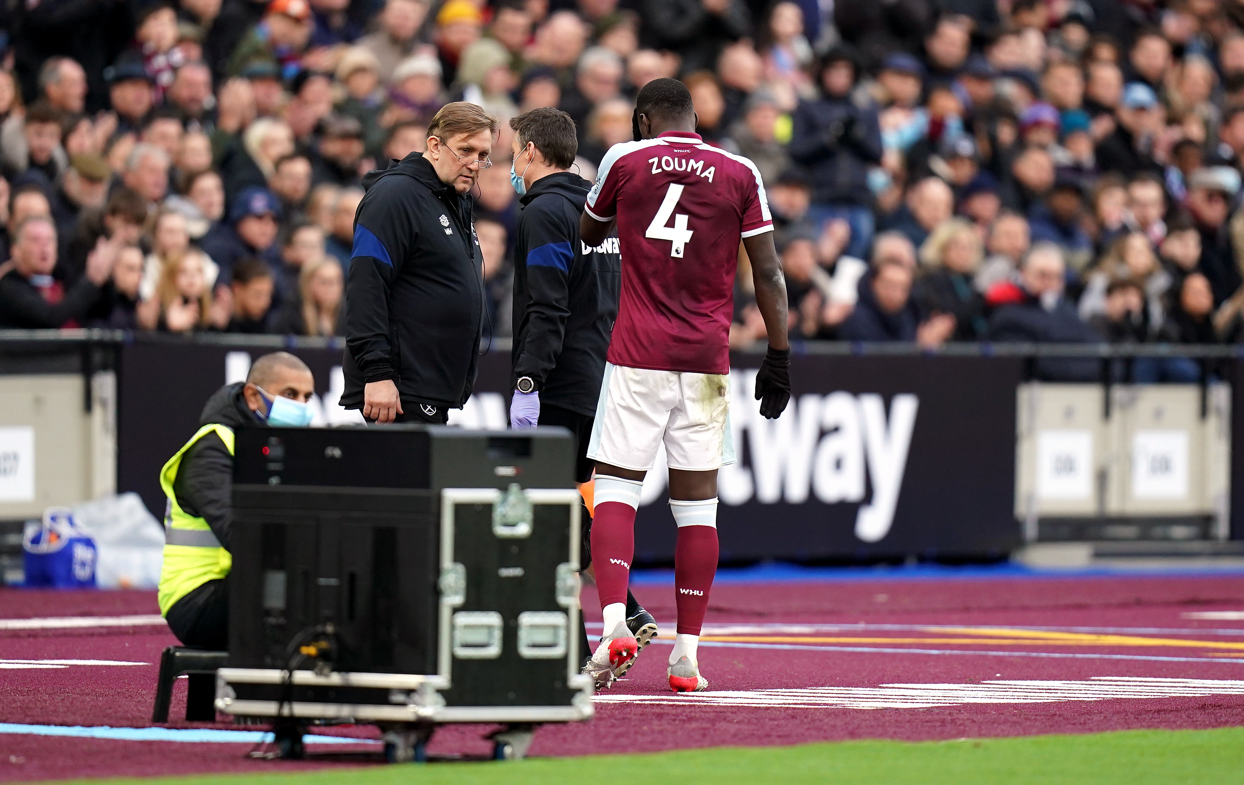 Kurt Zouma is the latest on West Ham’s casualty list (Adam Davy/PA)