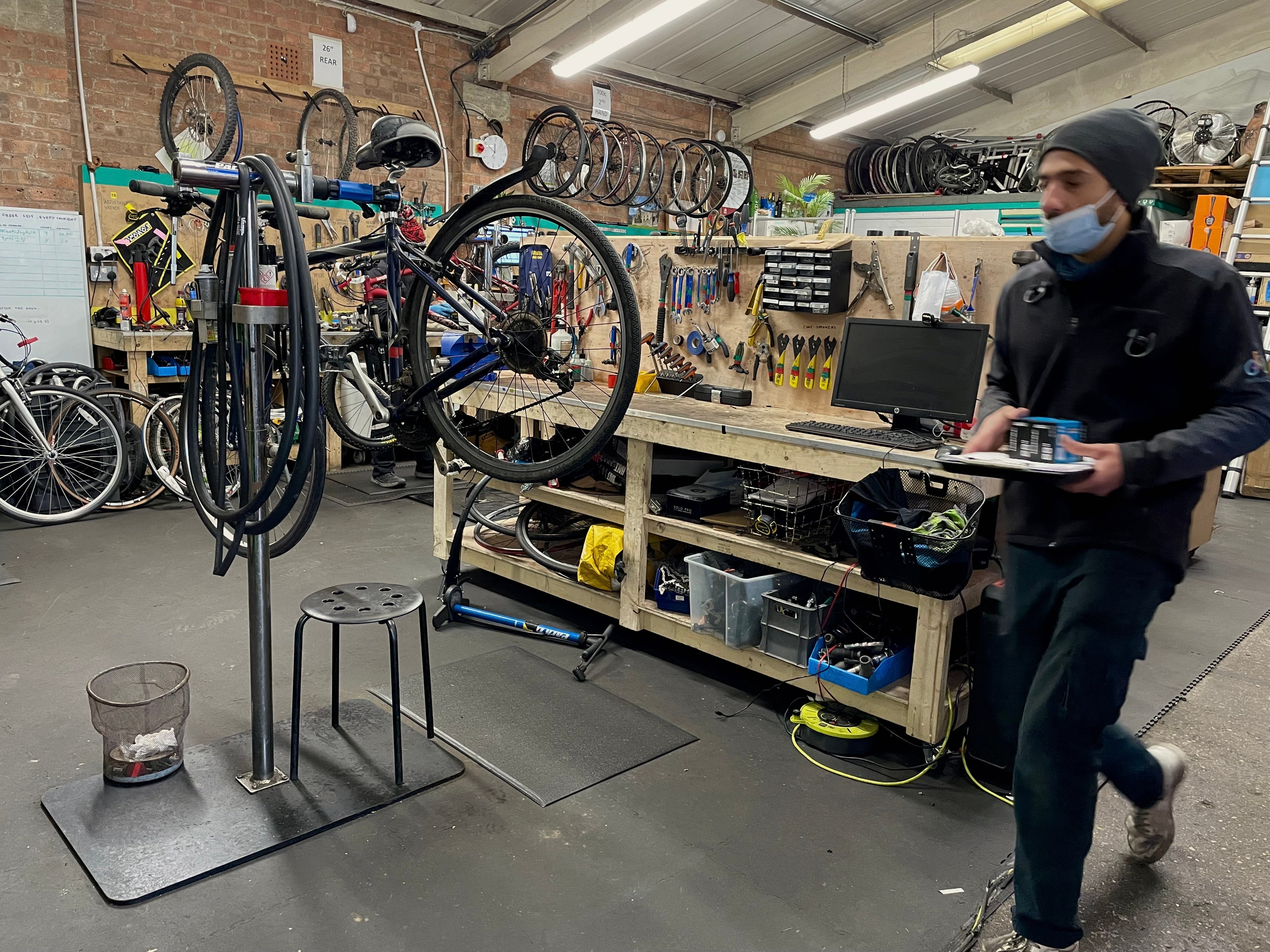 The Bike Project provides free services and parts to all the bikes they give to asylum seekers