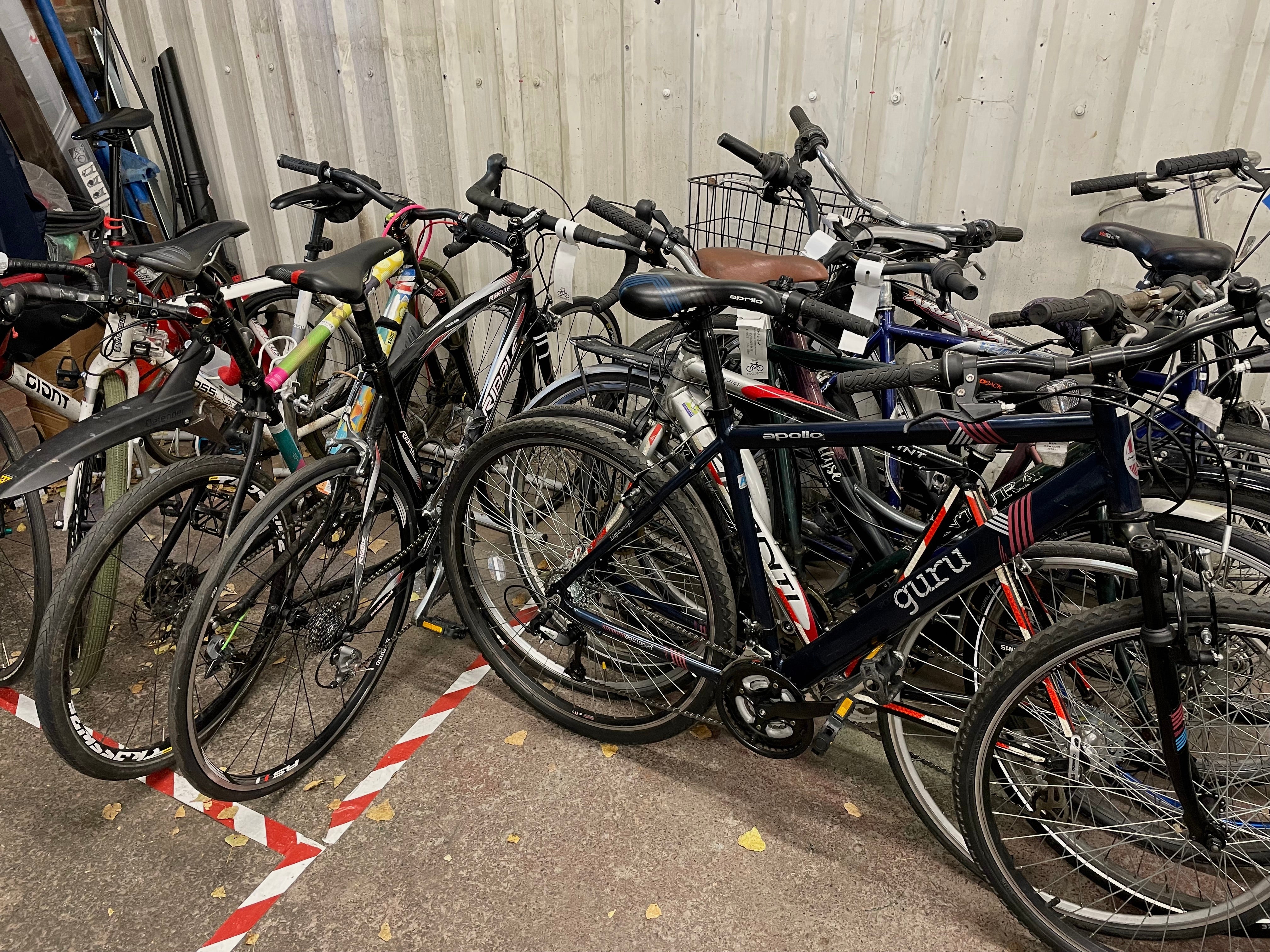 Some of the bikes waiting to be picked up by refugees. The project has given away 7,500 away since 2013