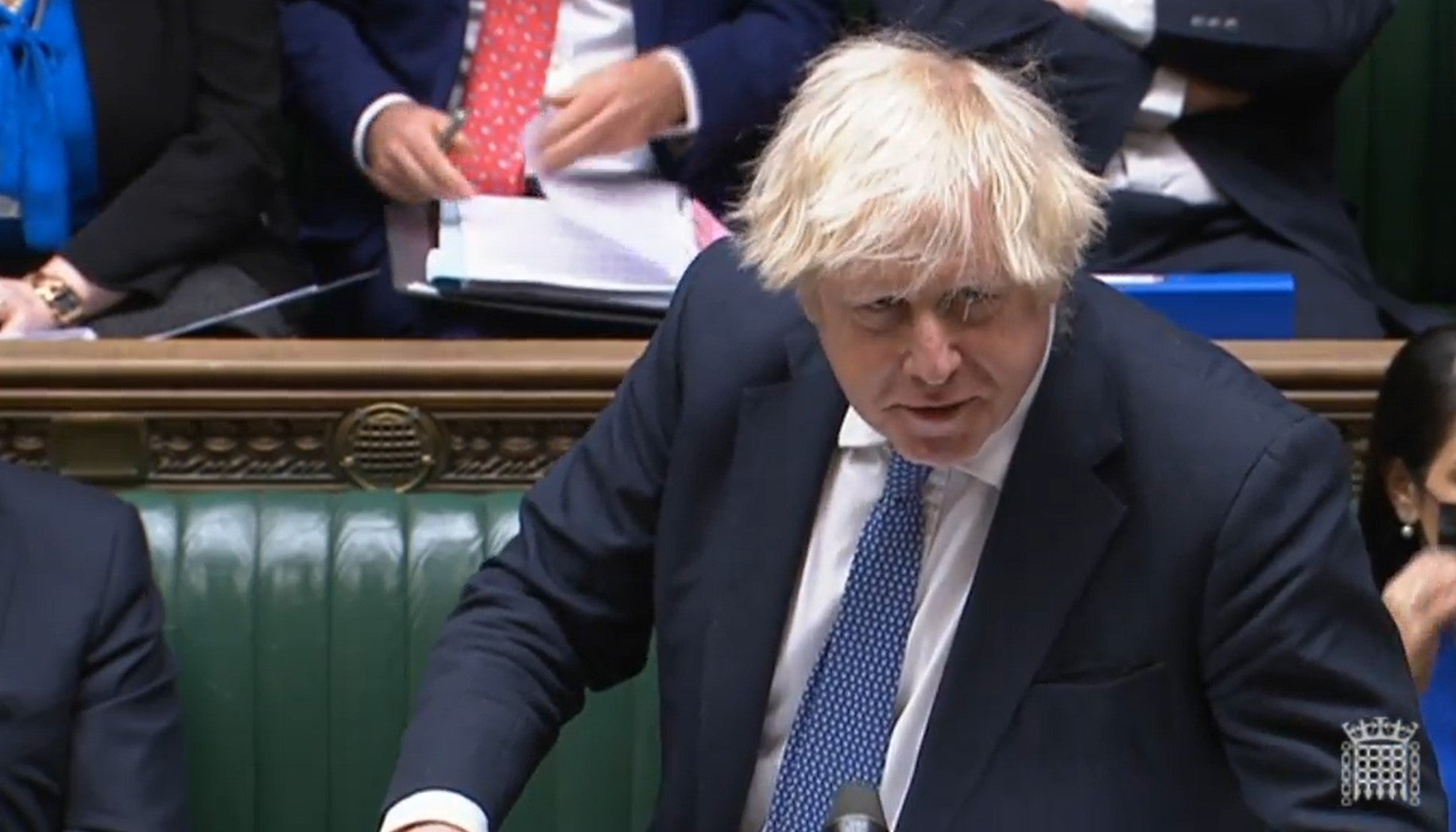 Prime Minister Boris Johnson speaks during Prime Minister’s Questions (House of Commons/PA)