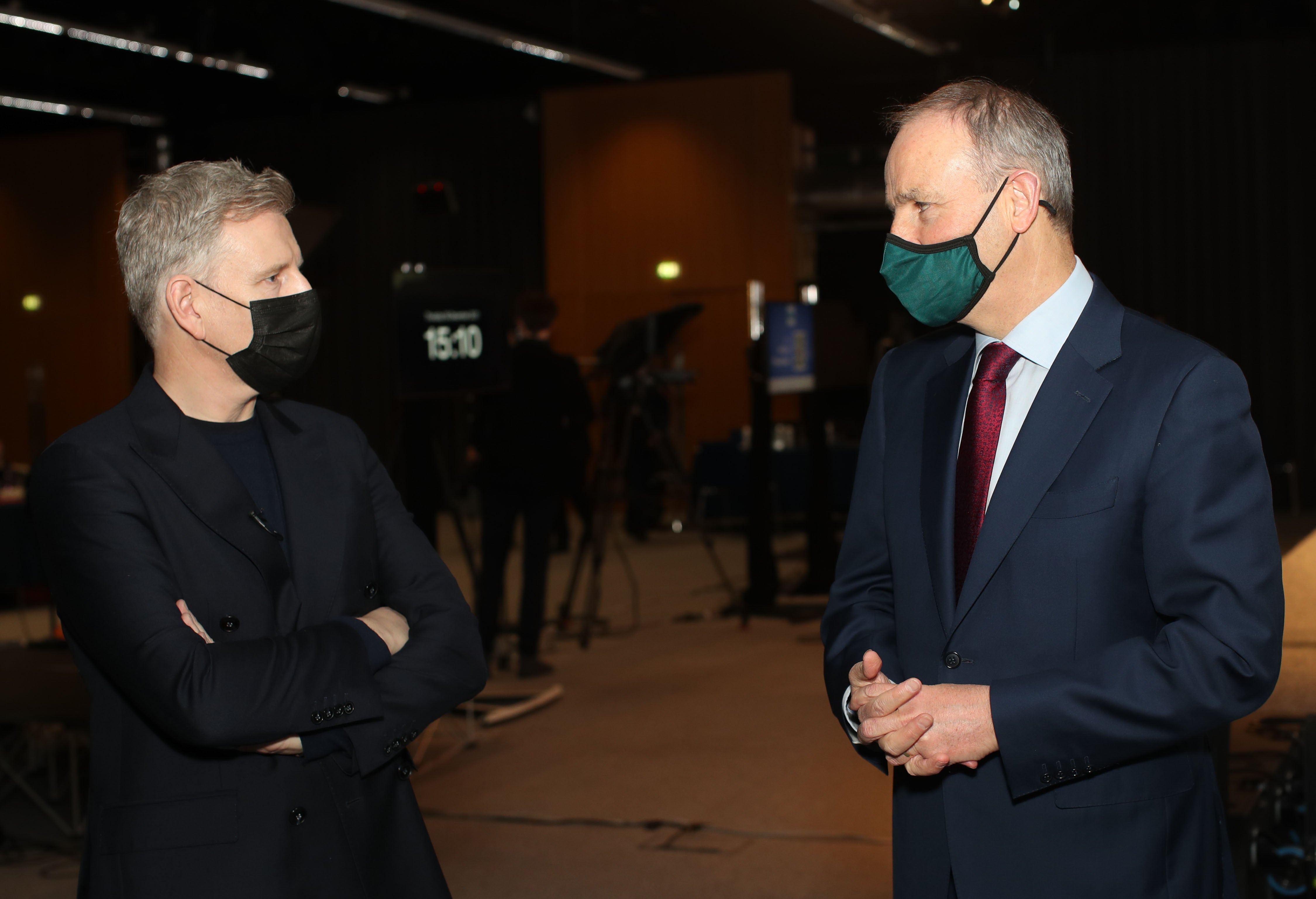 Taoiseach Micheal Martin with comedian Patrick Kielty (left) (Julien Behal/PA)