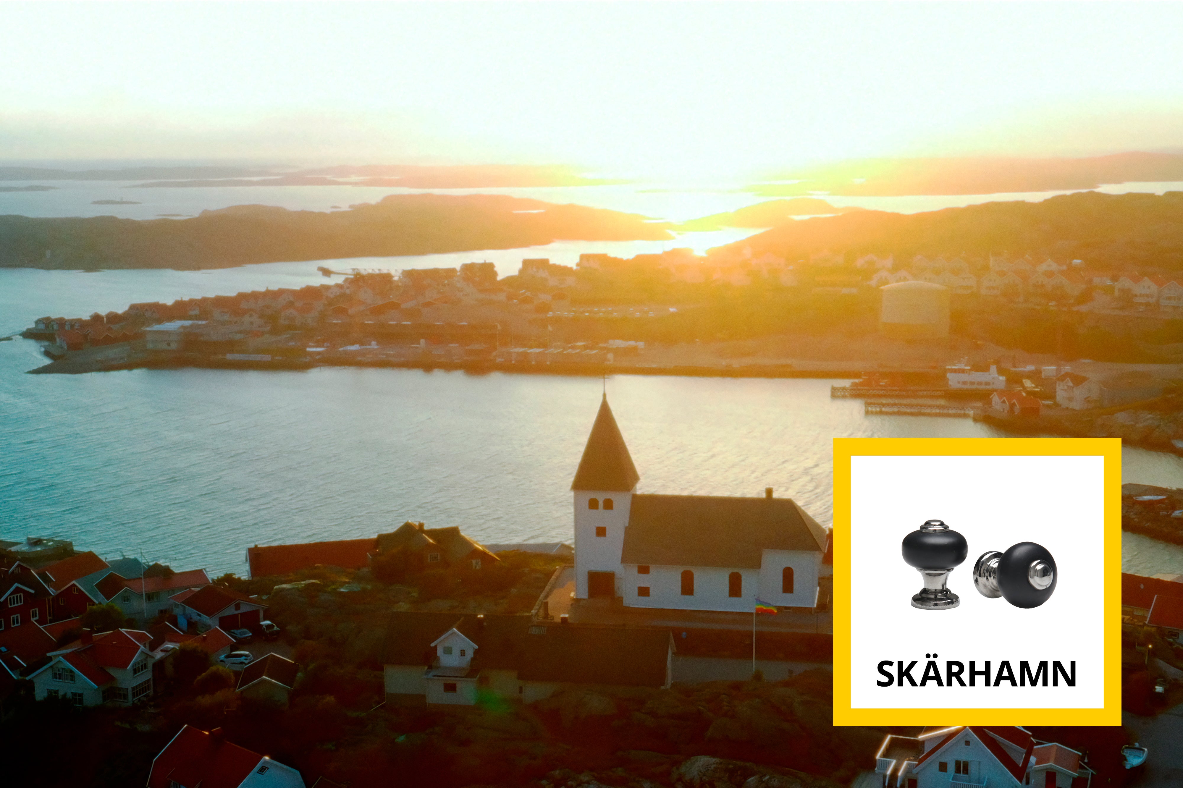 The town of Skärhamn with its namesake door handles