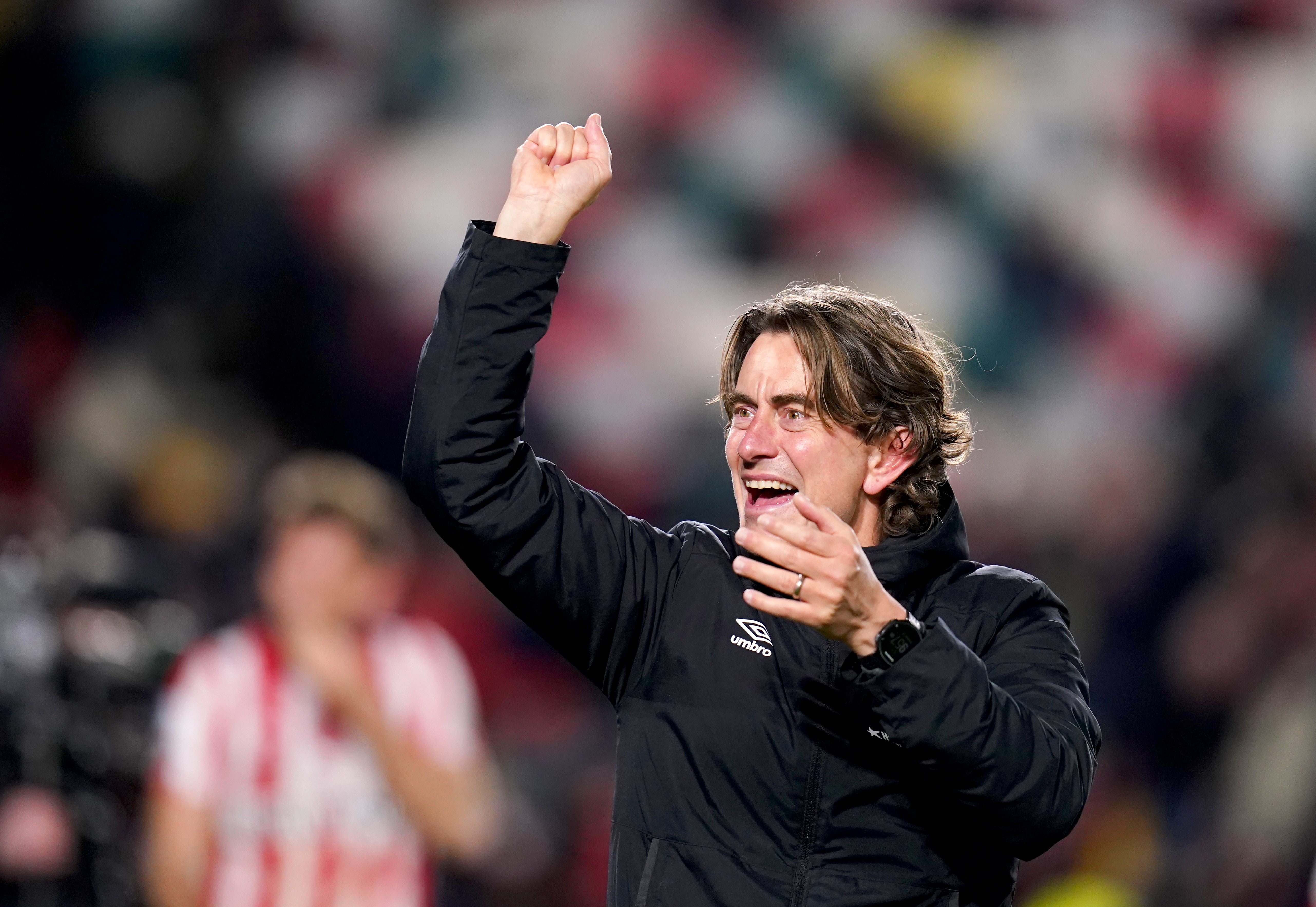 Thomas Frank celebrates Brentford’s win over Watford (John Walton/PA)