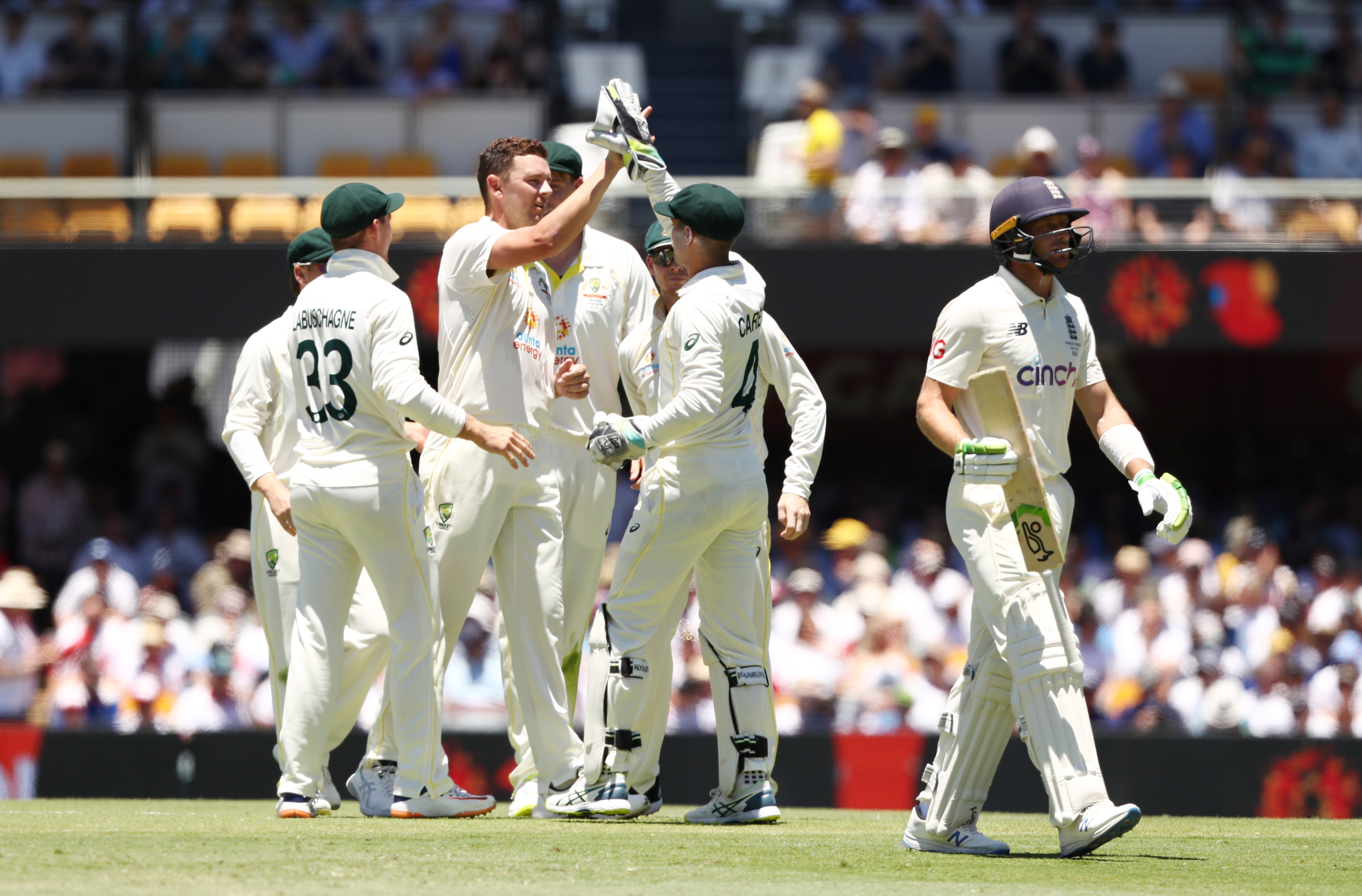 Josh Hazlewood was nursing an injury but still accounted for Jos Buttler to leave England 268 for seven (Jason O’Brien/PA)