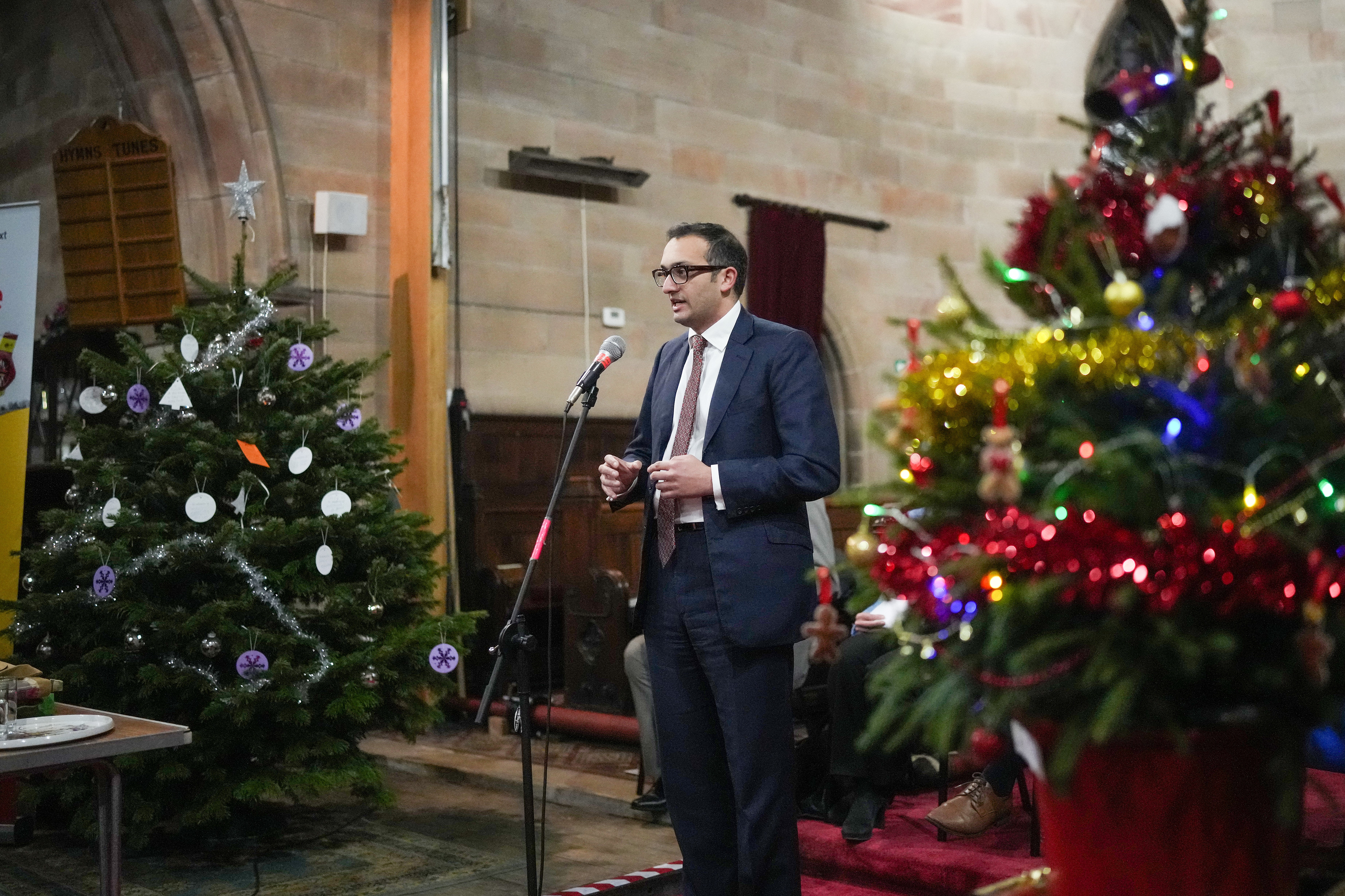 Tory candidate Dr Neil Shastri-Hurst takes part in a hustings event in Whitchurch