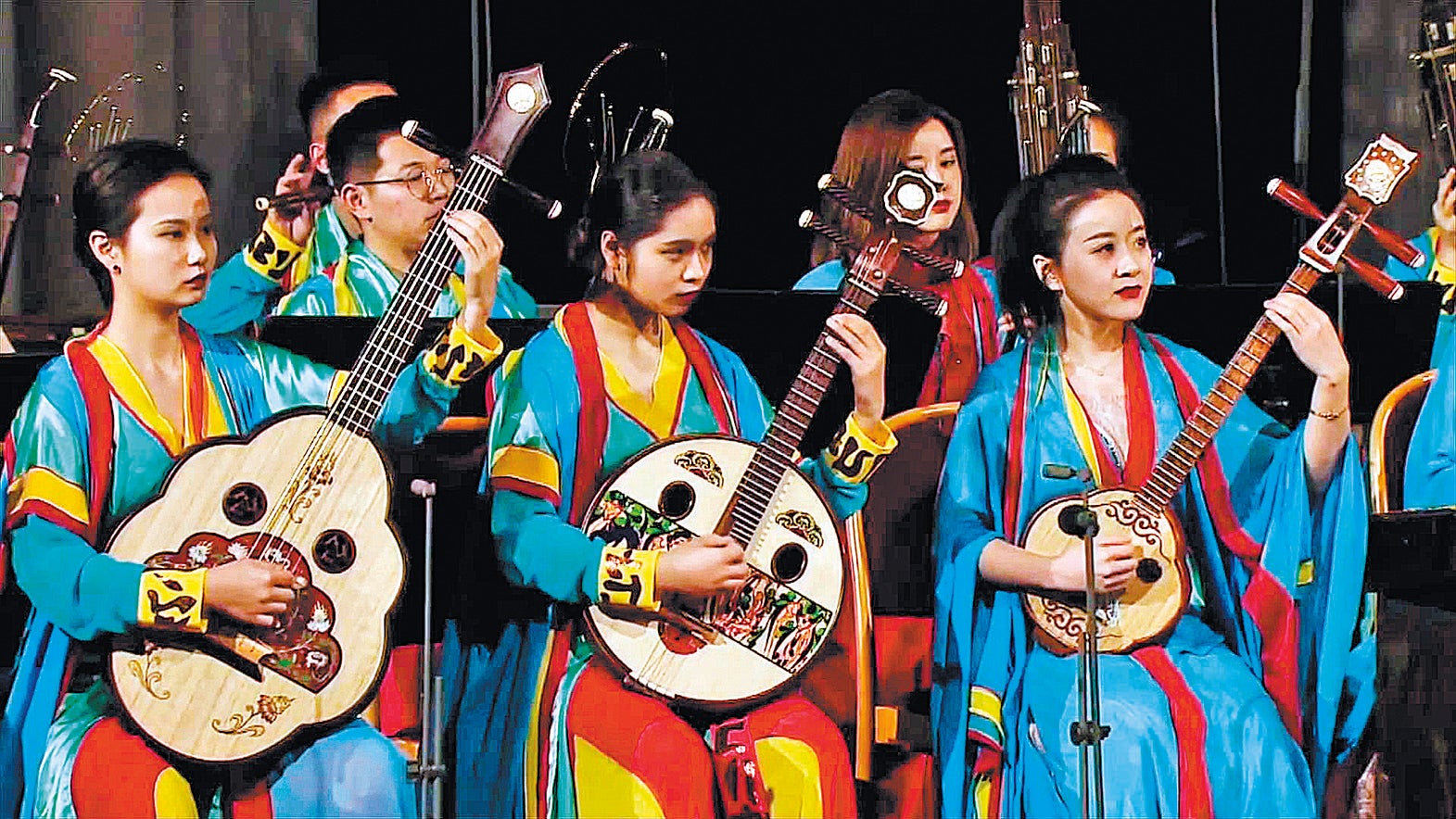 Musicians from the Shanghai Conservatory of Music perform at the Chinese New Year’s Concert held in Vienna, Austria, using musical instruments replicated from those that appear in the murals of the Mogao Caves