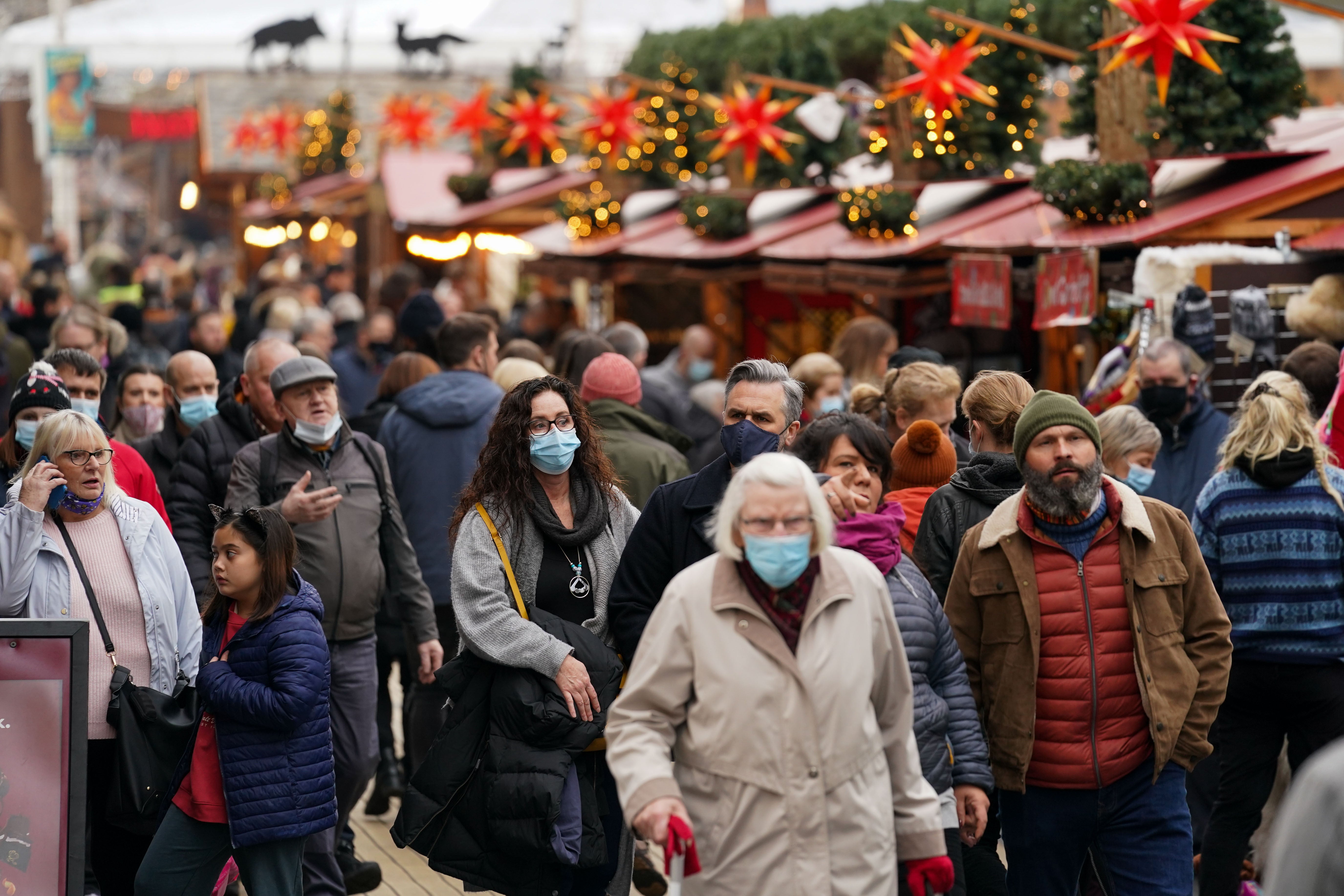 People out Christmas shopping in Bristol city centre. Picture date: Saturday December 11, 2021.